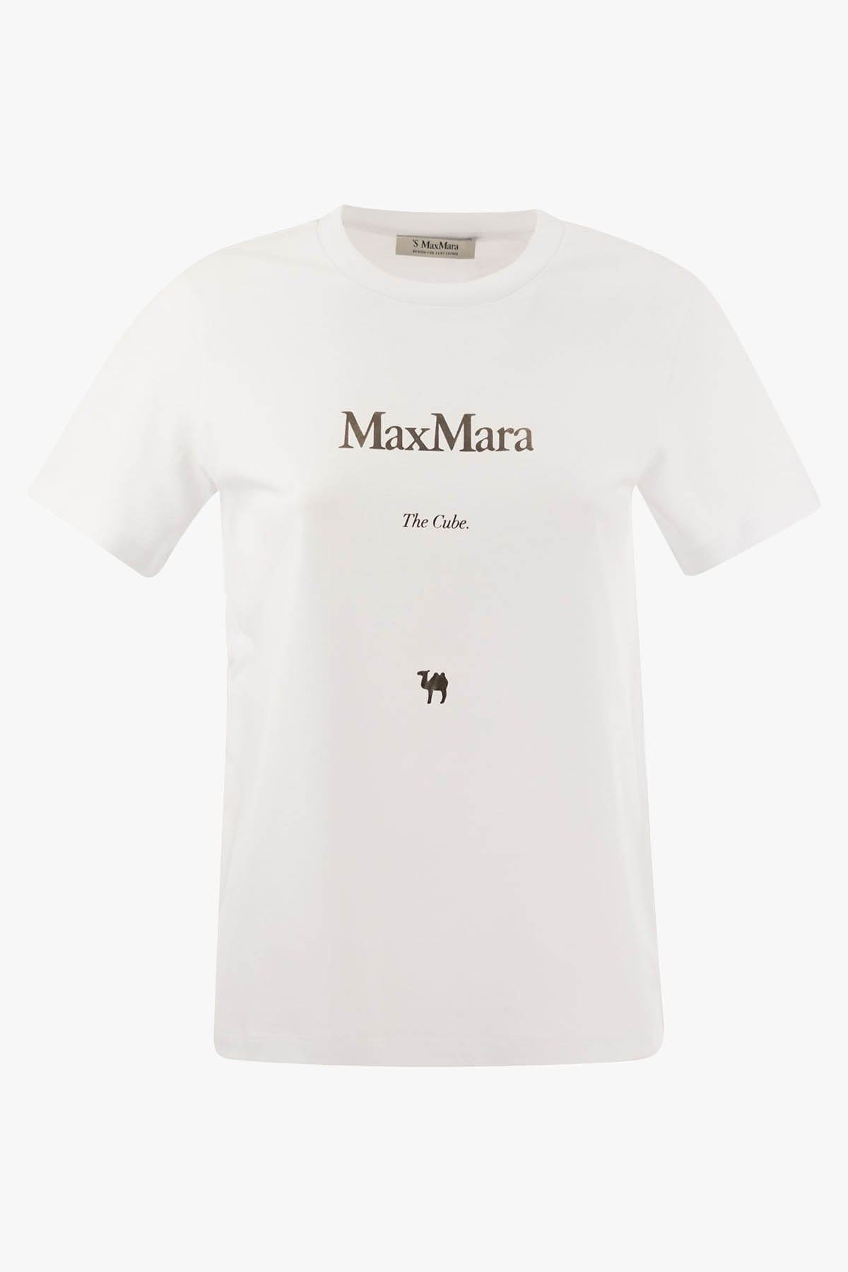 MAXMARA'S BRANDS T'SHIRT  BIANCO / XXS T-Shirt Donna 'S Max Mara Stampa The Cube Quieto