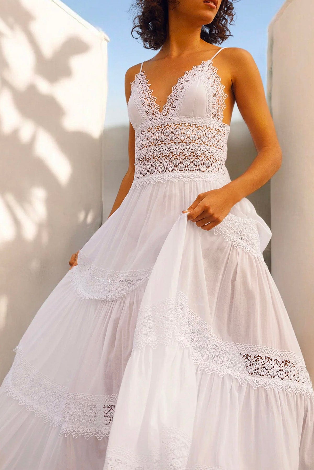 CHARO RUIZ ABITO  BIANCO / XS Vestito lungo bianco in pizzo Charo Ruiz Cindy