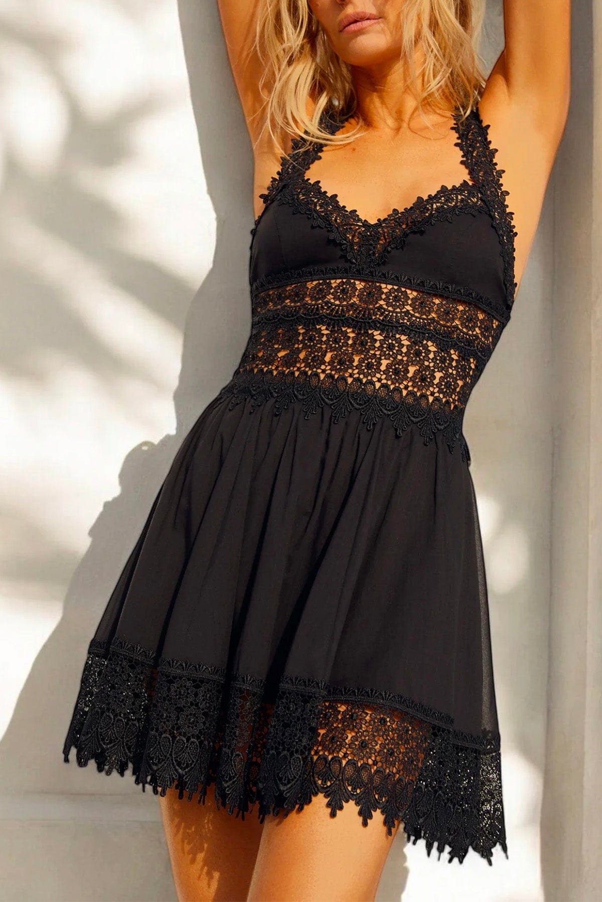 CHARO RUIZ ABITO  Vestito corto nero in pizzo Caro Ruiz Marilyn