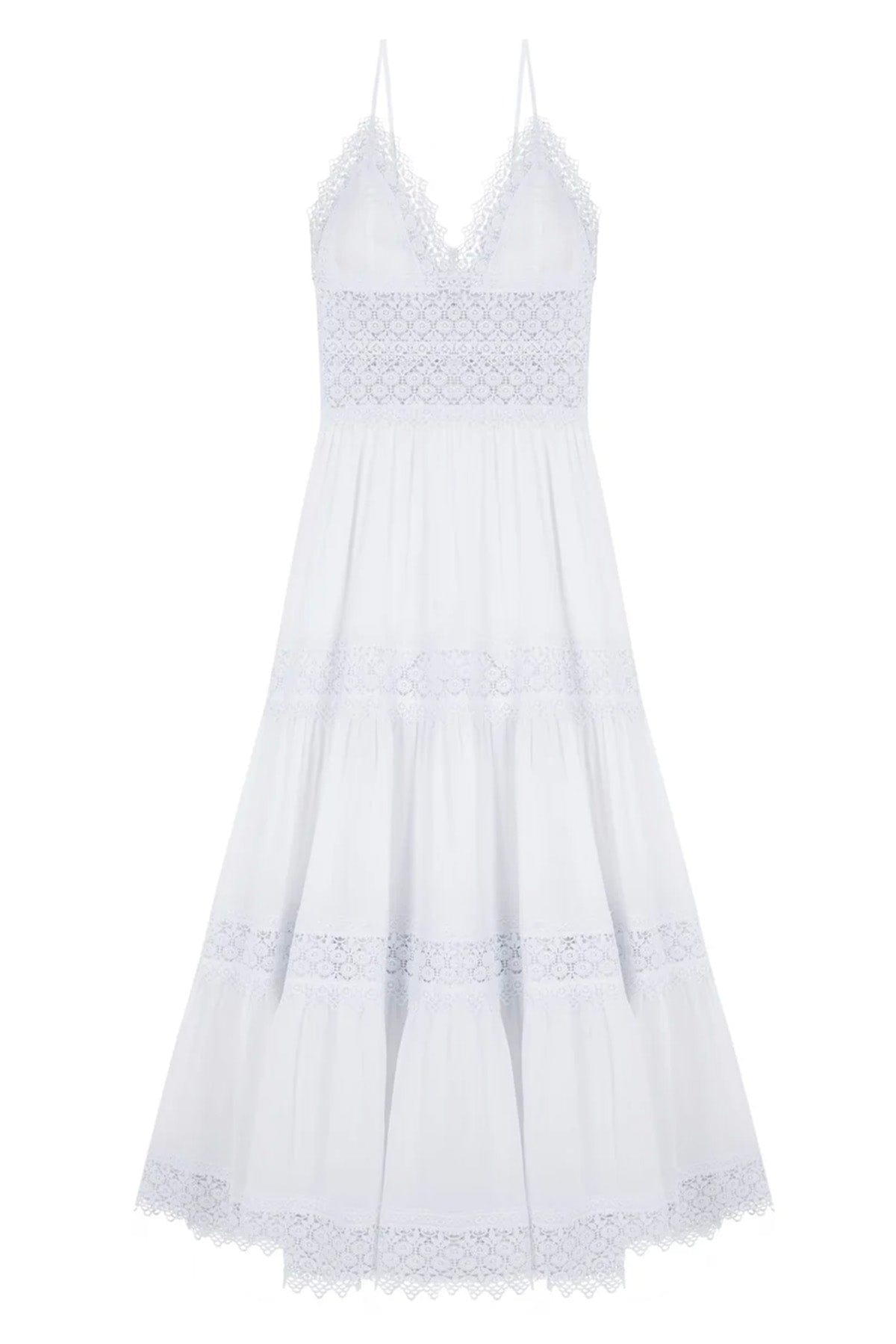 CHARO RUIZ ABITO  Vestito lungo bianco in pizzo Charo Ruiz Cindy