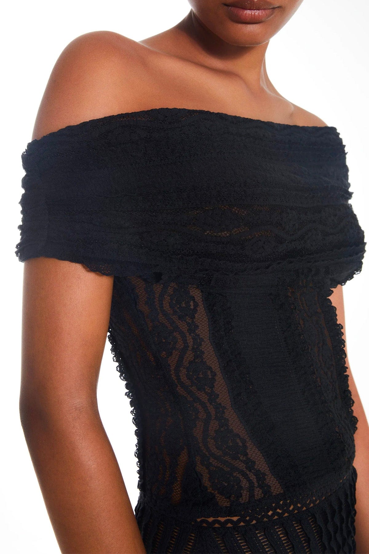 CHARO RUIZ TOP-CANOTTIERA IN TES.  Top in pizzo Charo Ruiz Ceto