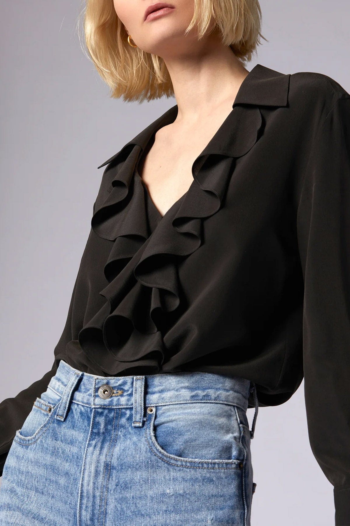 EQUIPMENT FEMME CAMICIA  NERO / XS Camicia in Seta Donna Con Rouches Equipment