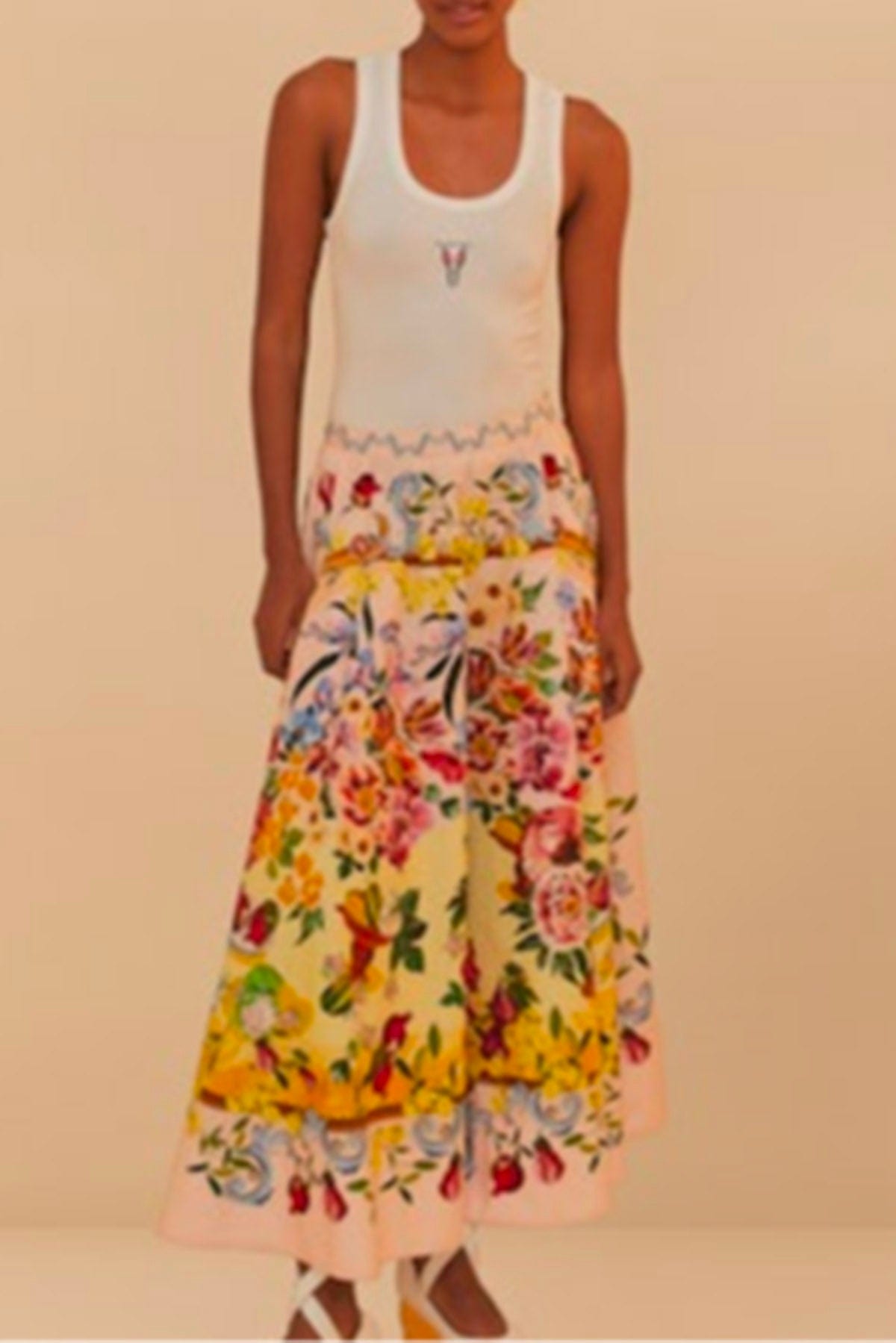 FARM RIO GONNA  MULTICOLOR / XXS Garden Terrace Pink Midi Skirt