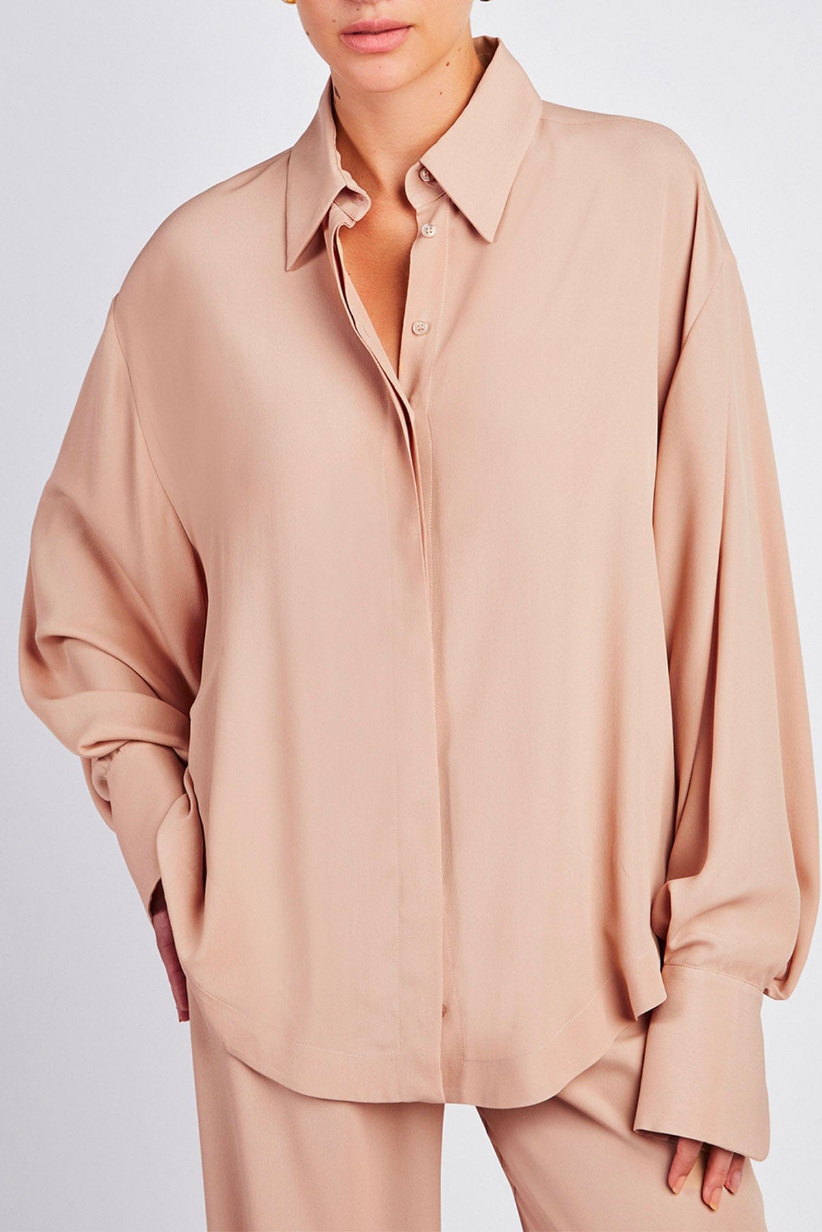 FEDERICA TOSI CAMICIA  NUDE / 36 Camicia Over Crepe De Chine Federica Tosi