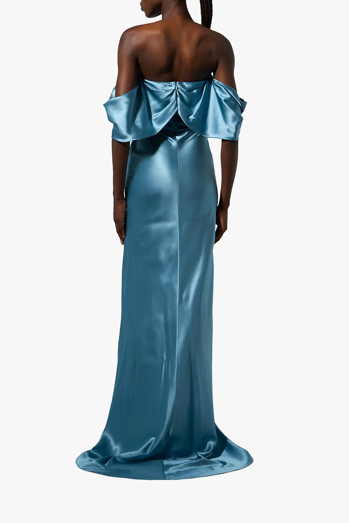 GIUSEPPE DI MORABITO ABITO  Abito lungo in raso azzurro con spalle scese donna Giuseppe di Morabito