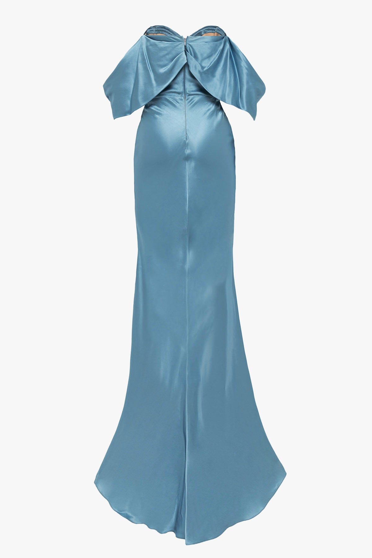 GIUSEPPE DI MORABITO ABITO  Abito lungo in raso azzurro con spalle scese donna Giuseppe di Morabito