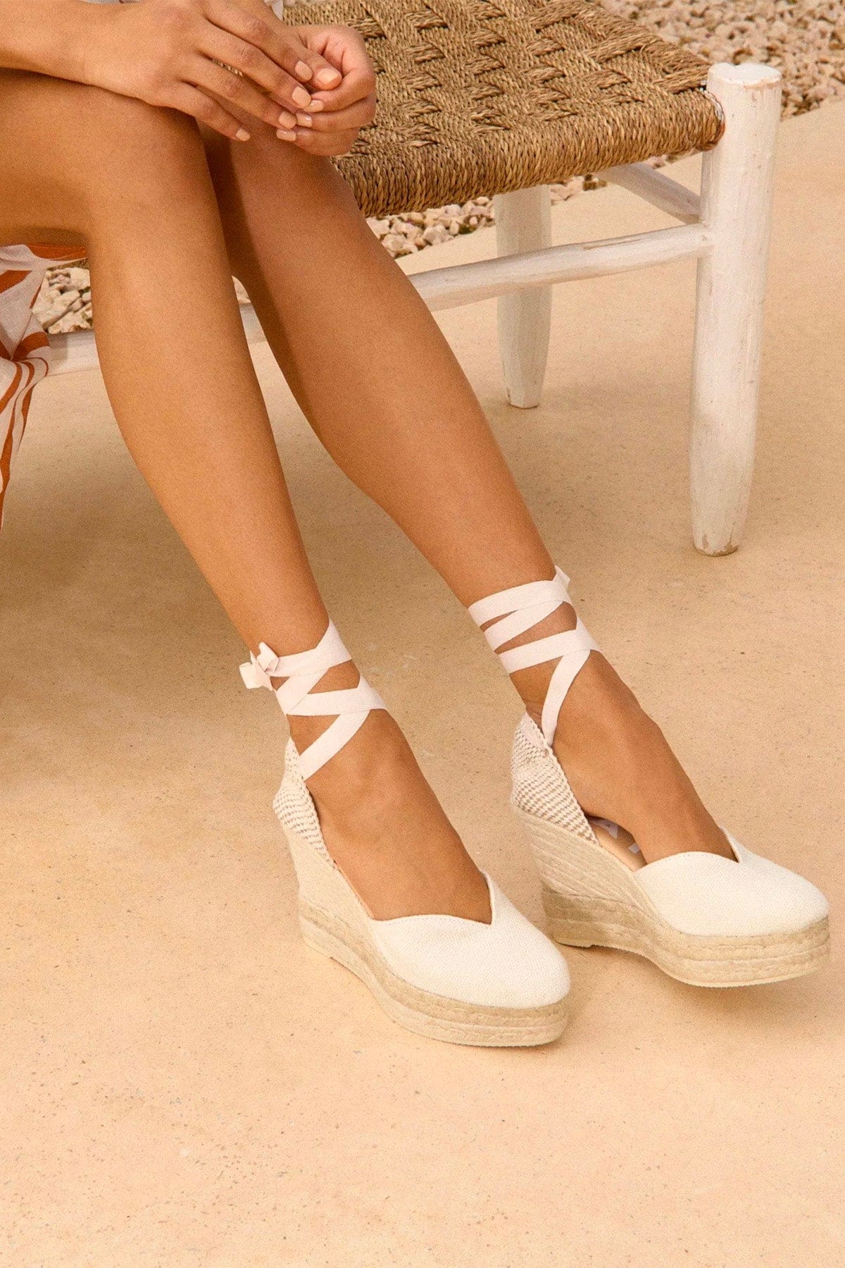 MANEBI CALZATURE  Espadrilles donna biaanche con nastro removibile Manebi O70WH