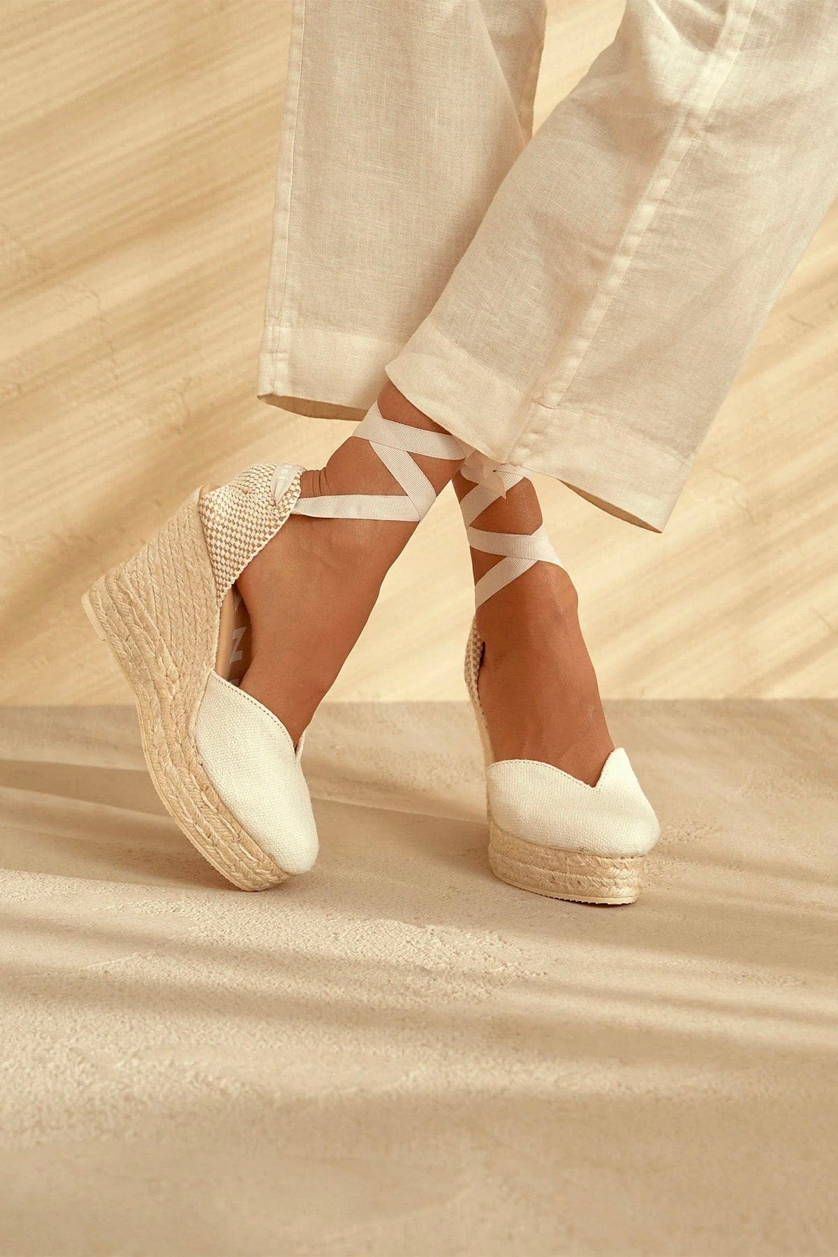 MANEBI CALZATURE  Espadrilles donna biaanche con nastro removibile Manebi O70WH