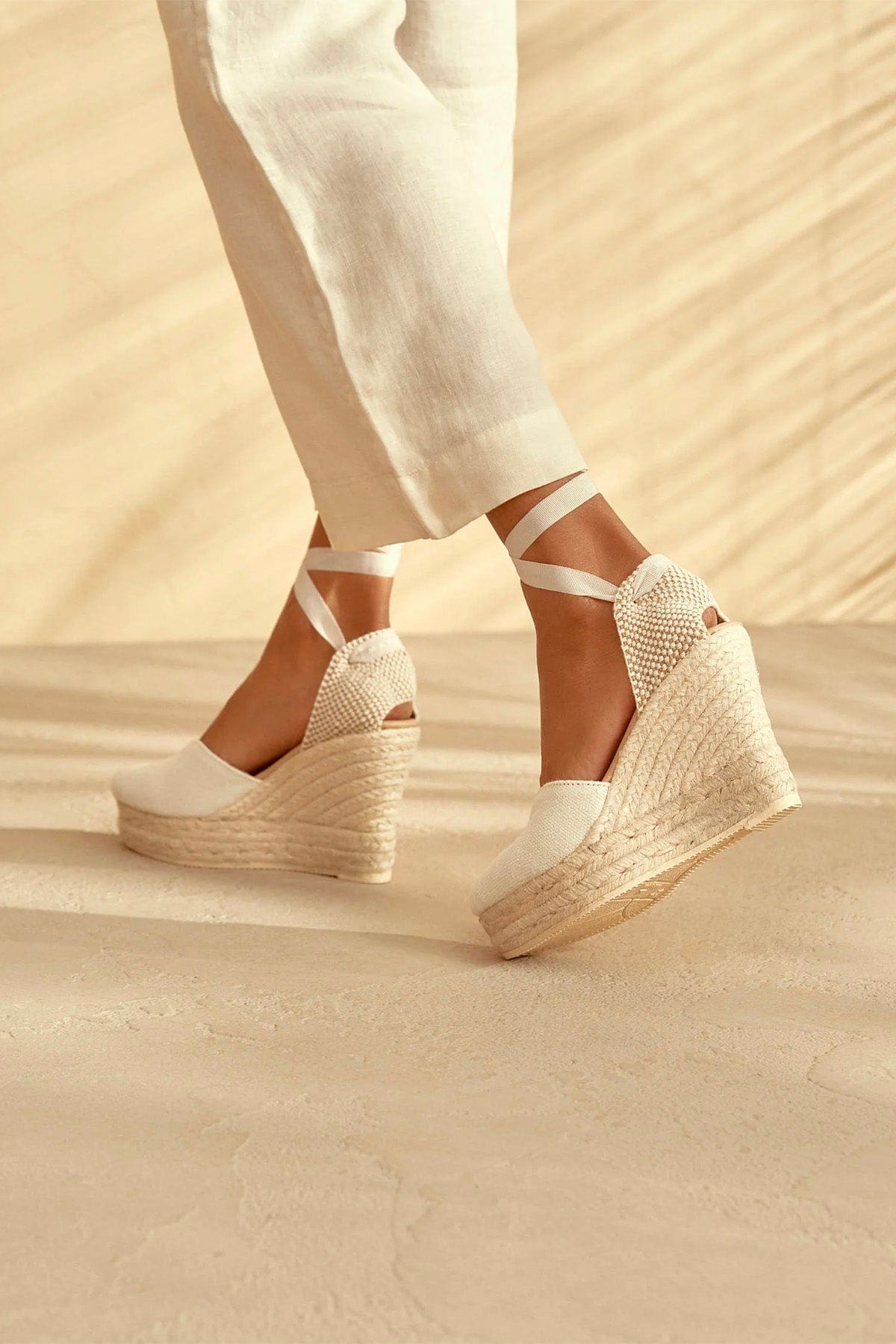 MANEBI CALZATURE  Espadrilles donna biaanche con nastro removibile Manebi O70WH