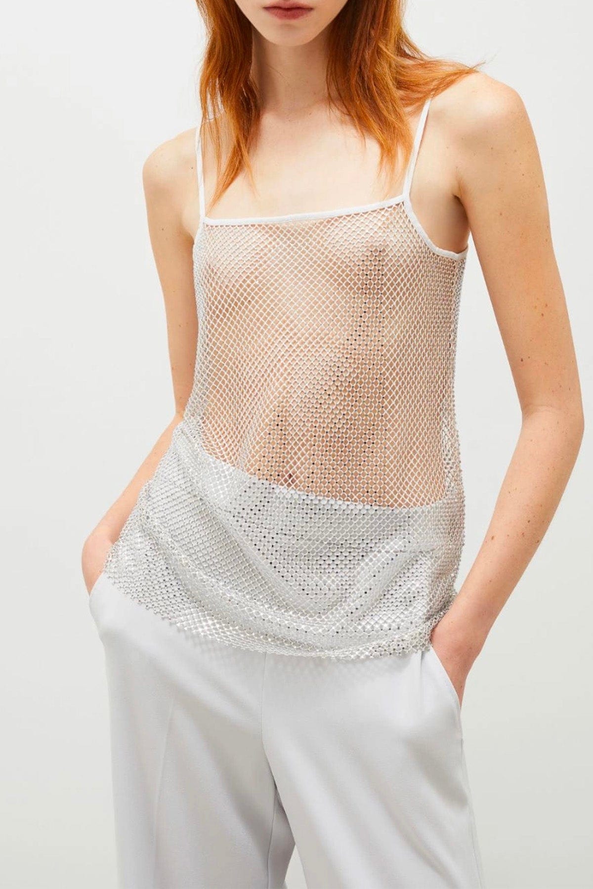 MARELLA BODY/ TOP  Top rete donna con cristalli Marella Moscato2