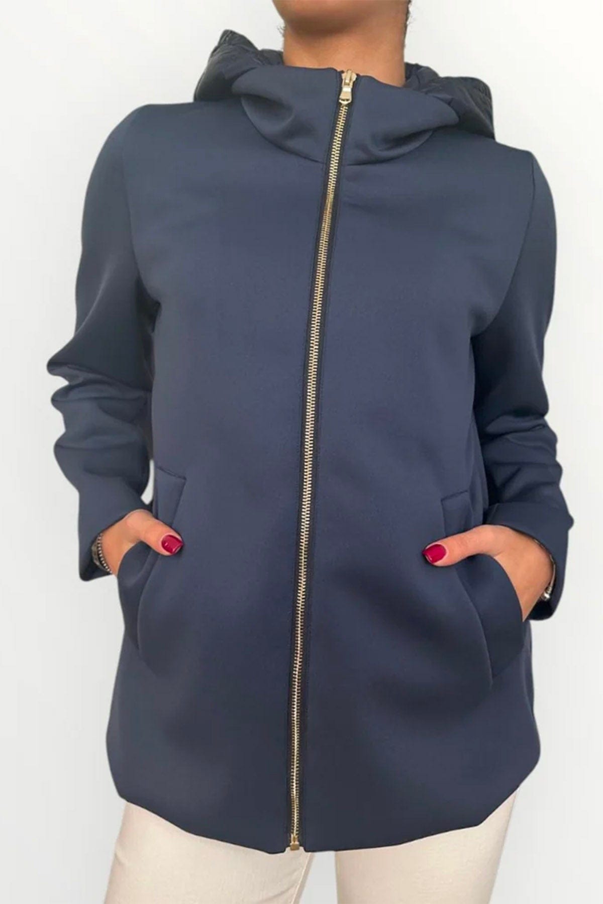 MARELLA CAPPOTTO GIACCO JERSEY BLU / XXS Giaccone in jersey scuba Emme Marella Oxford