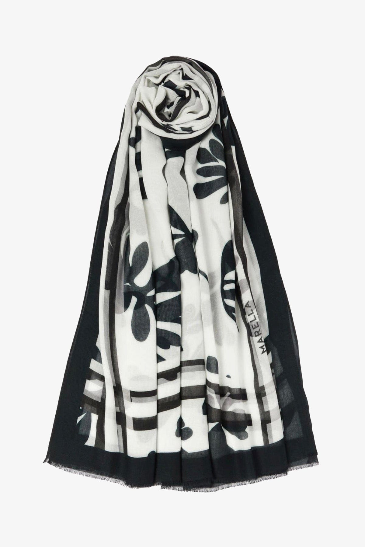 MARELLA FOULARD-SCIARPA-NASTRO  BIANCO E NERO / UNICA Foulard stampa foliage bianco e nero Marella Bracco