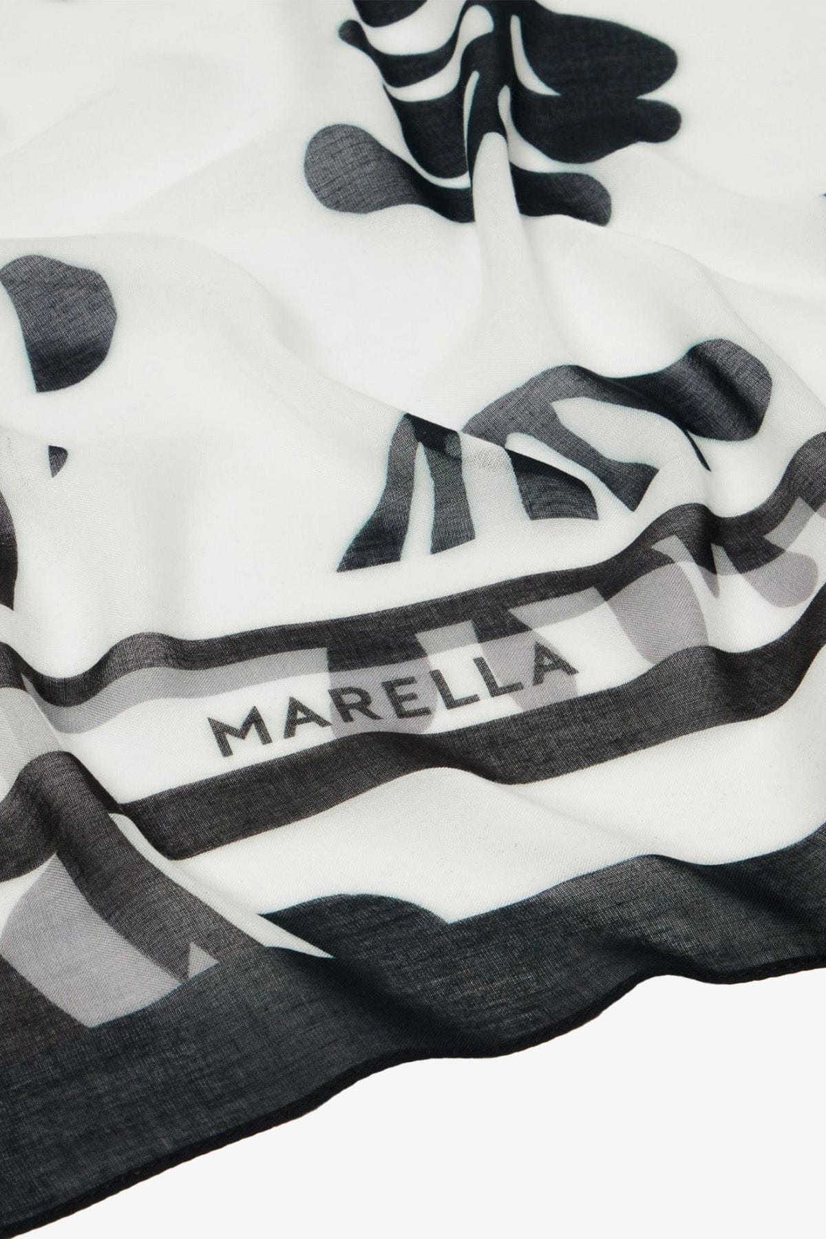 MARELLA FOULARD-SCIARPA-NASTRO  Foulard stampa foliage bianco e nero Marella Bracco