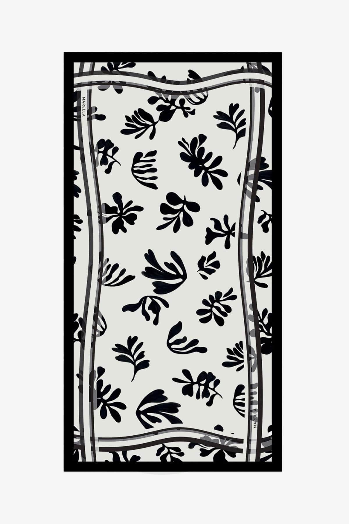 MARELLA FOULARD-SCIARPA-NASTRO  Foulard stampa foliage bianco e nero Marella Bracco