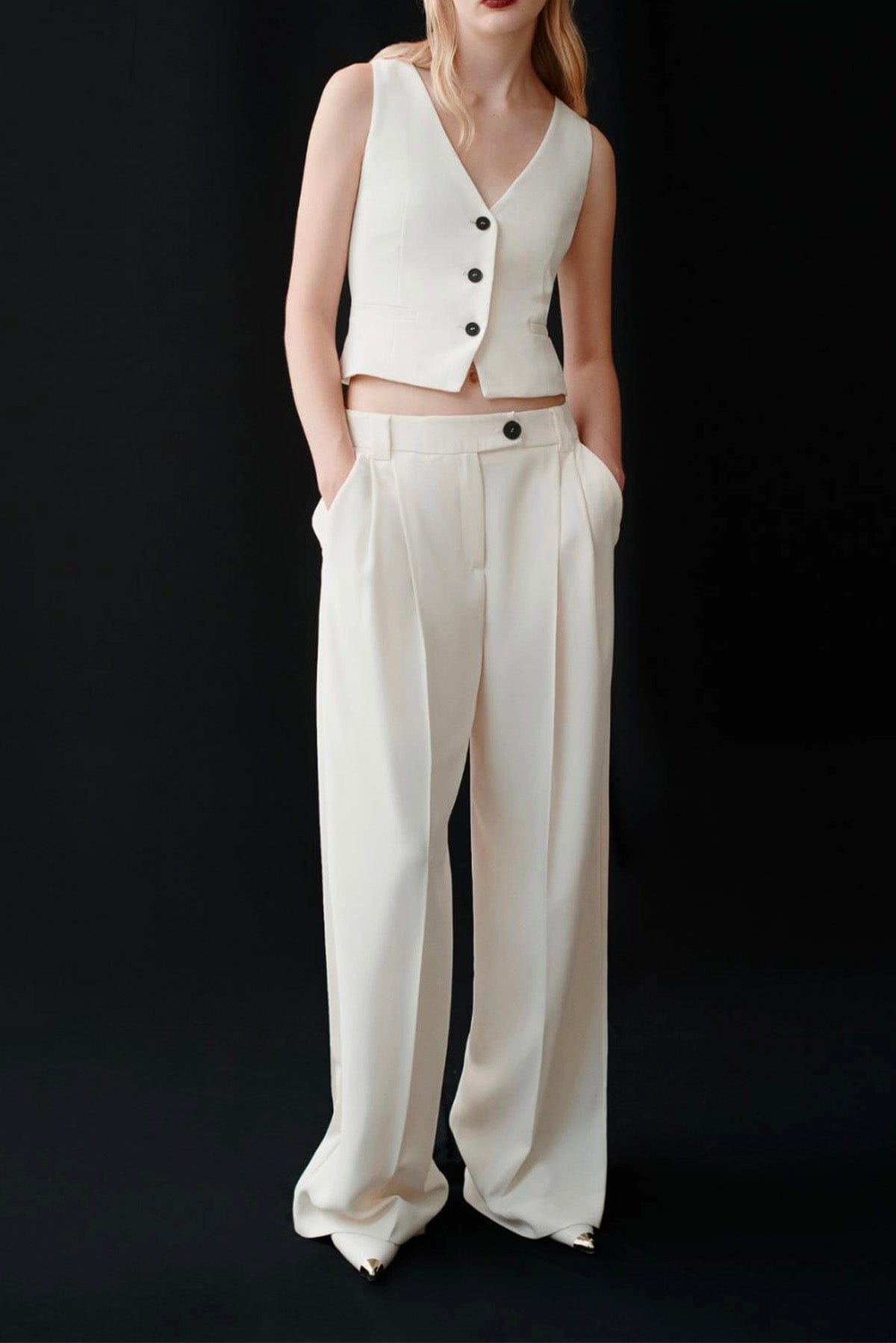 MARELLA GILET  BIANCO LANA / 34 Top bianco lana Marella Giberna