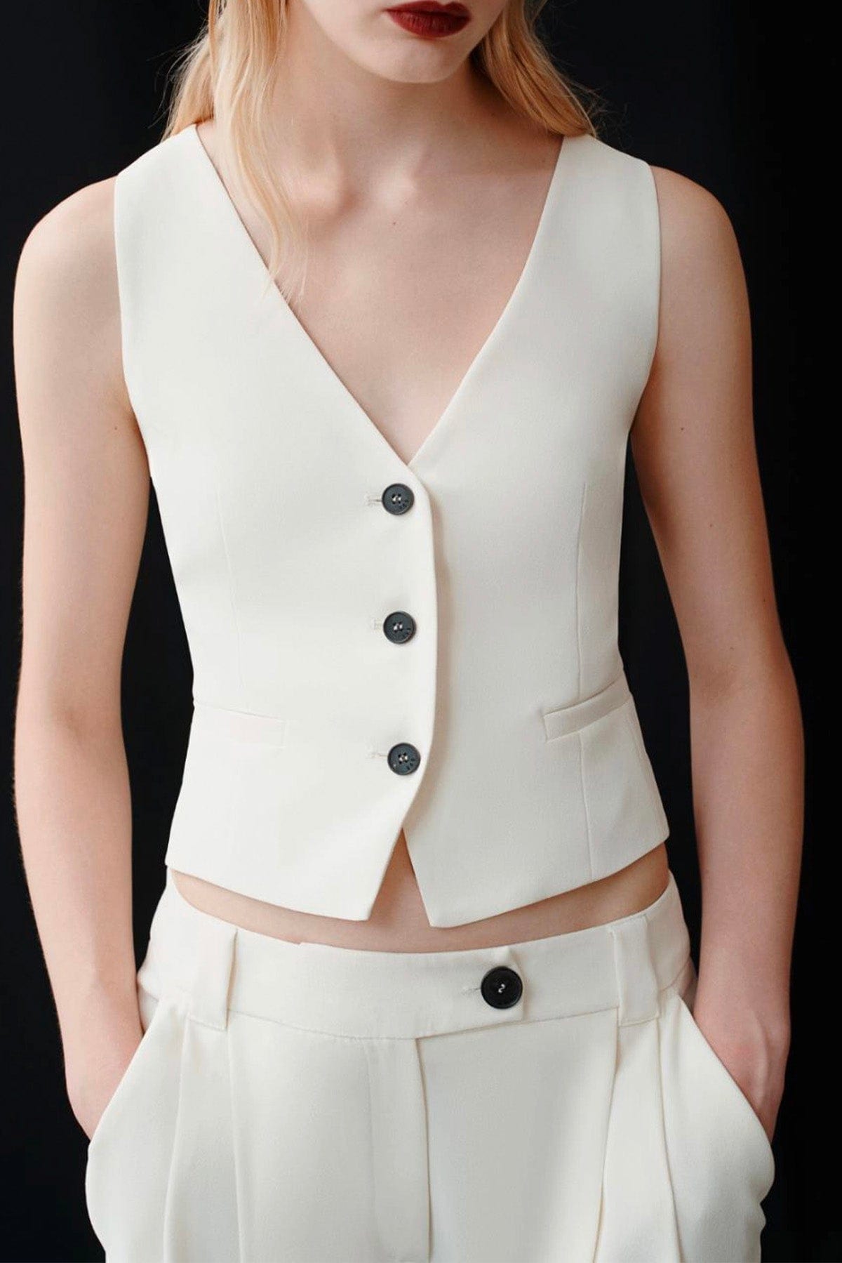 MARELLA GILET  Top bianco lana Marella Giberna
