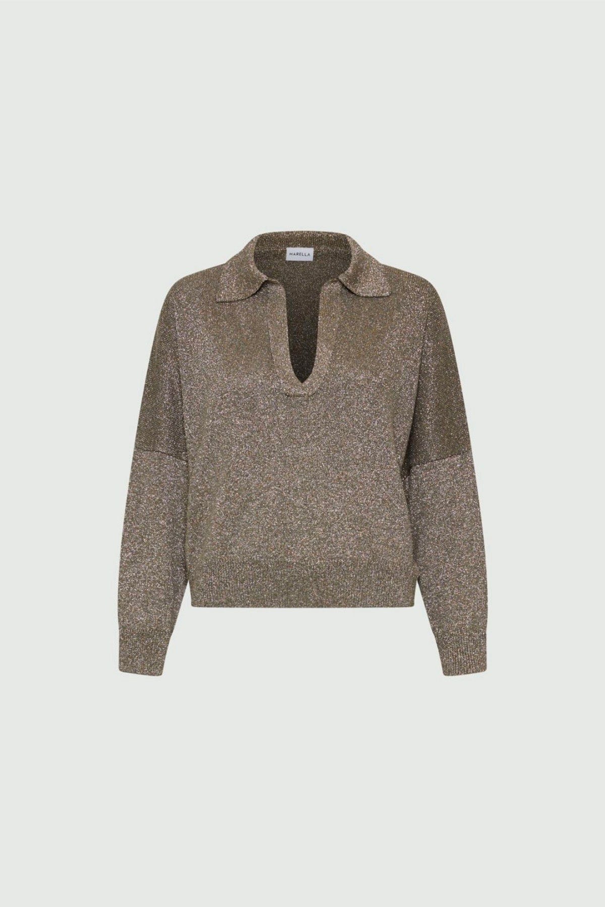 MARELLA MAGLIA-CANOTTIERA-TOP  KAKI GOLD / XXS Maglia in lurex donna Marella Aceri