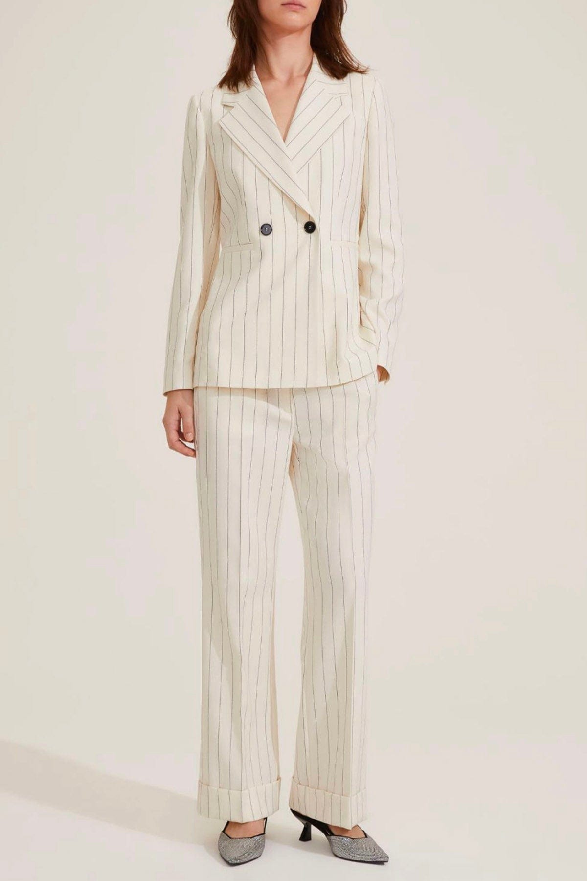MARELLA PANTALONE LUNGO  Pantalone bianco gessato donna Emme Marella Agra2