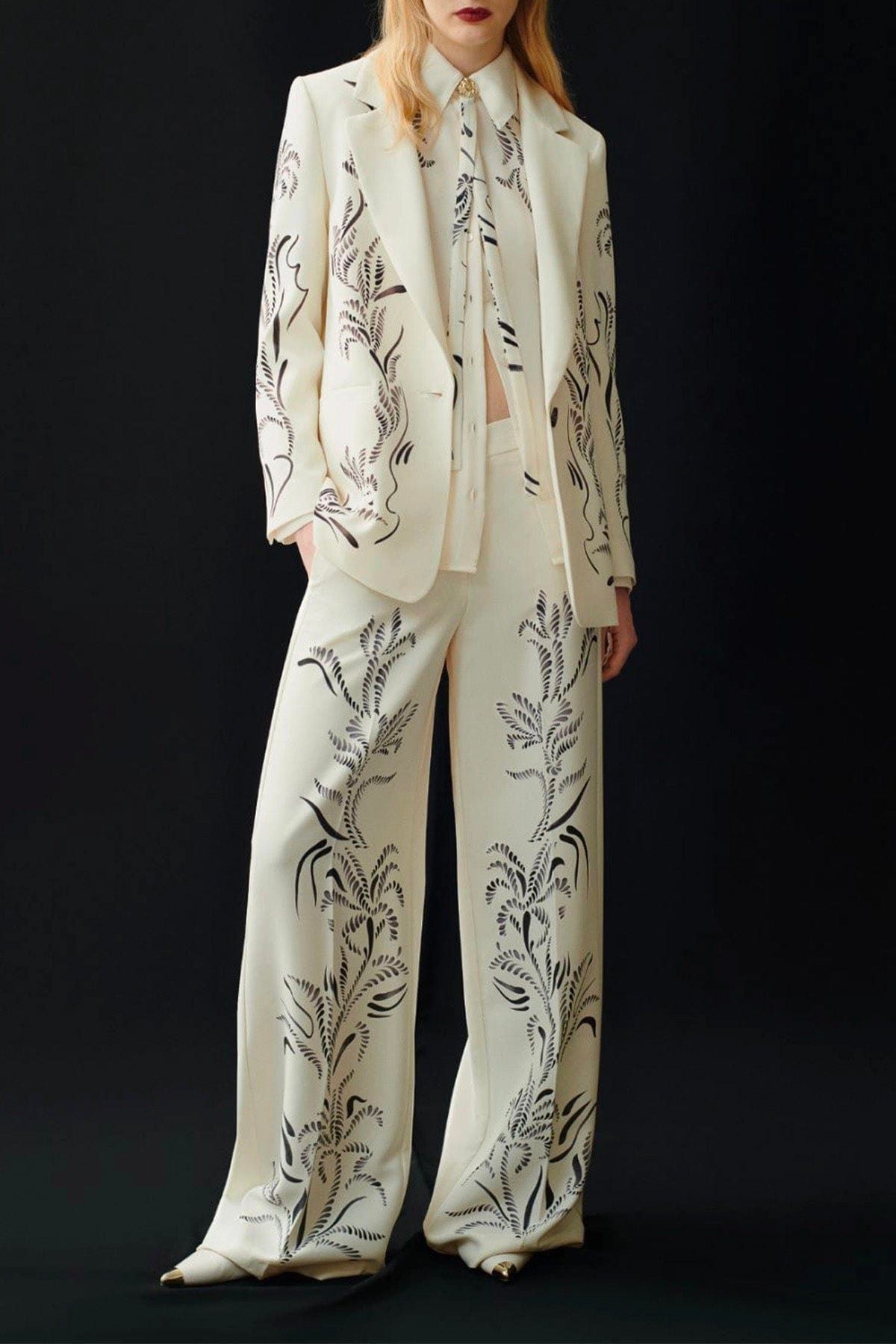 MARELLA PANTALONE LUNGO  BIANCO LANA / 34 Pantaloni donna bianco lana Marella Pesco