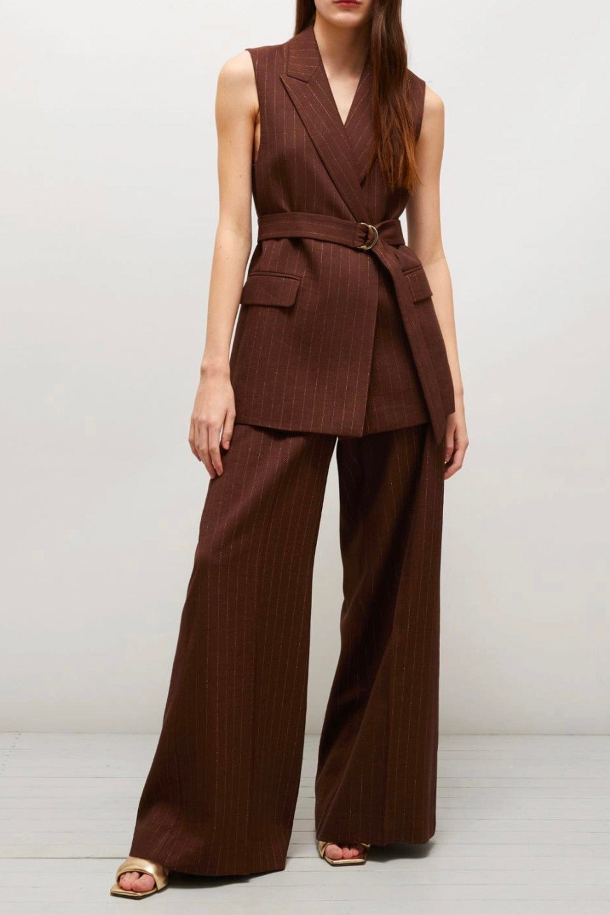 MARELLA PANTALONE LUNGO  Pantaloni donna gessati in lurex Marella Ercole
