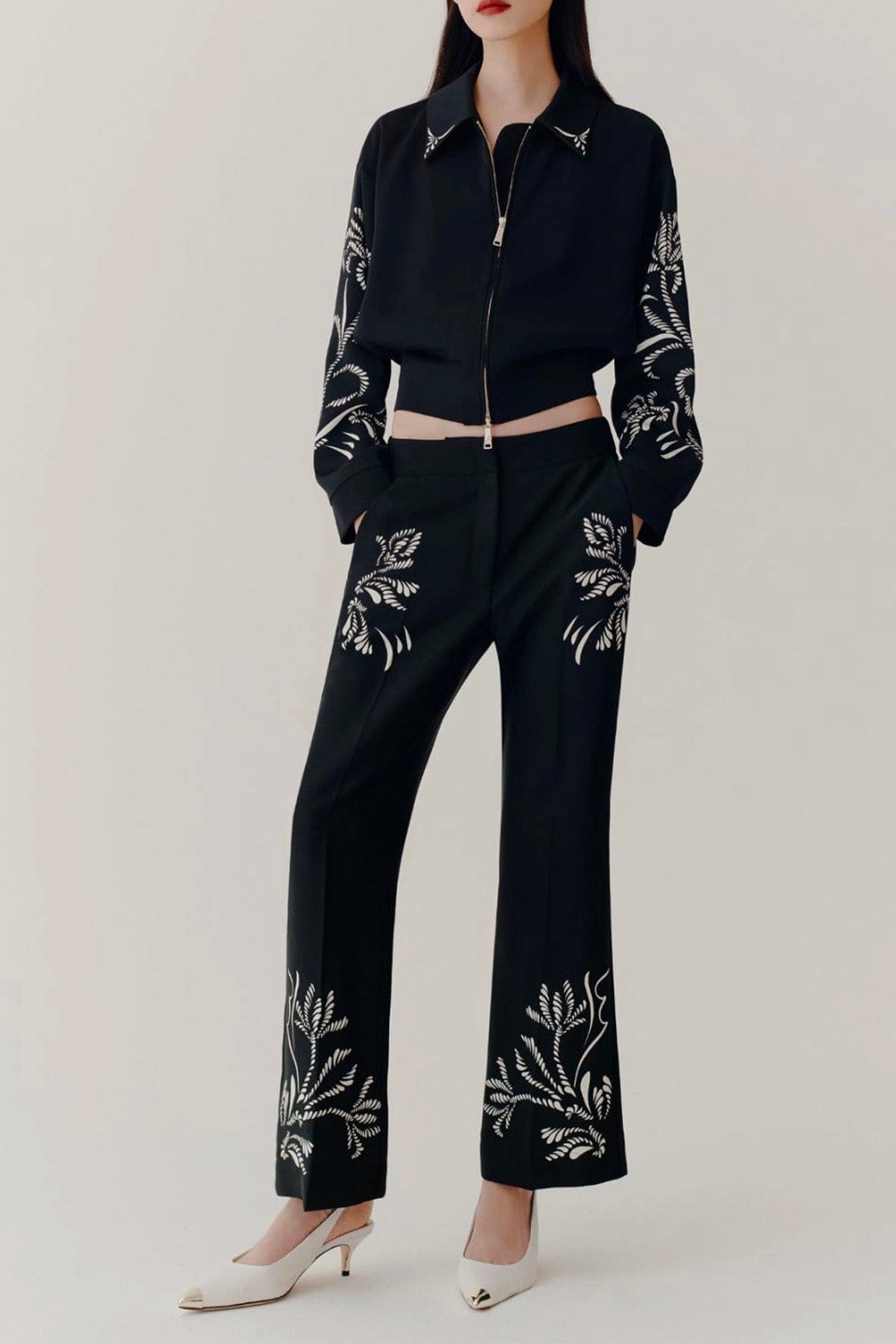MARELLA PANTALONE LUNGO  NERO / 34 Pantaloni neri con stampa donna Marella Egizio
