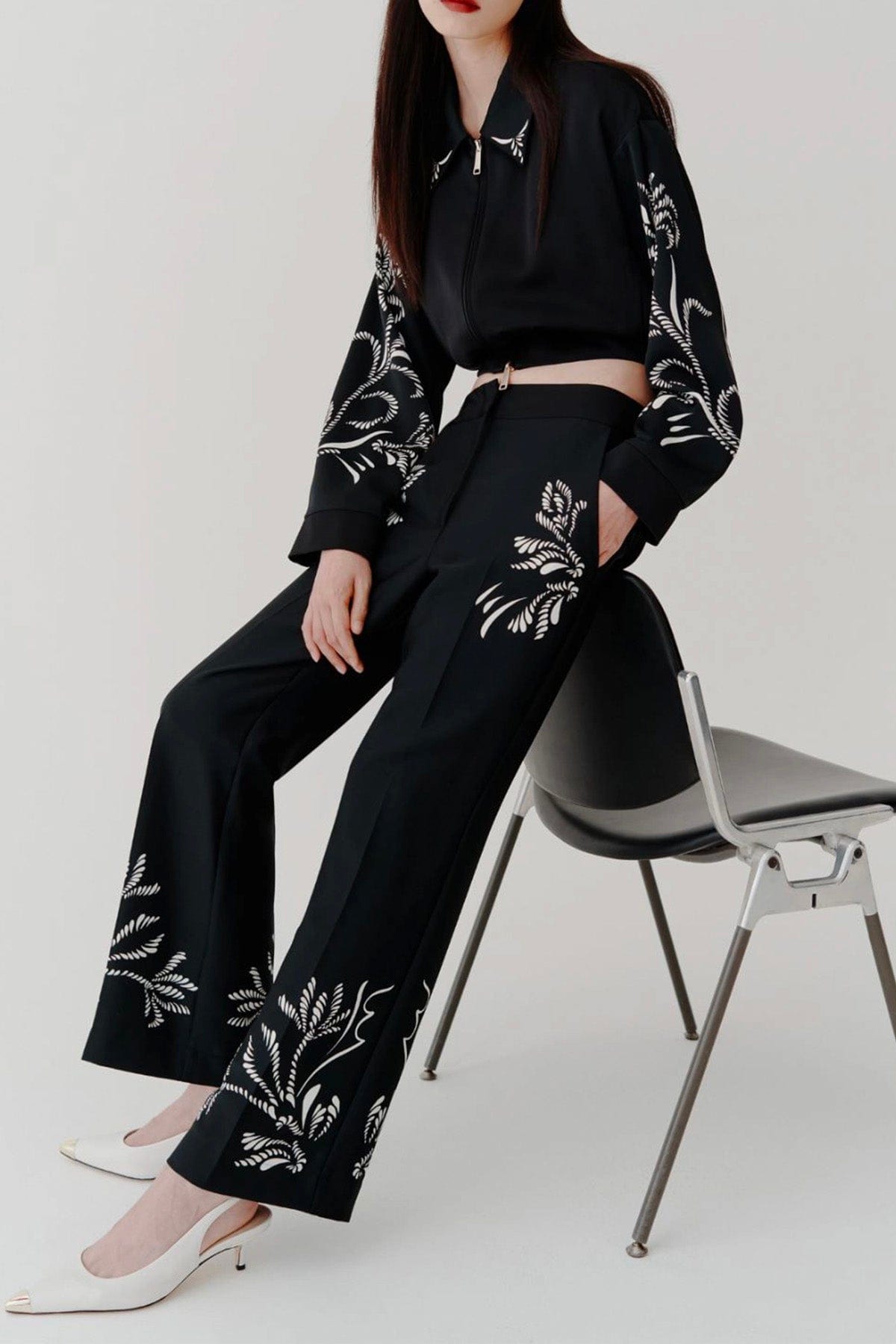 MARELLA PANTALONE LUNGO  Pantaloni neri con stampa donna Marella Egizio