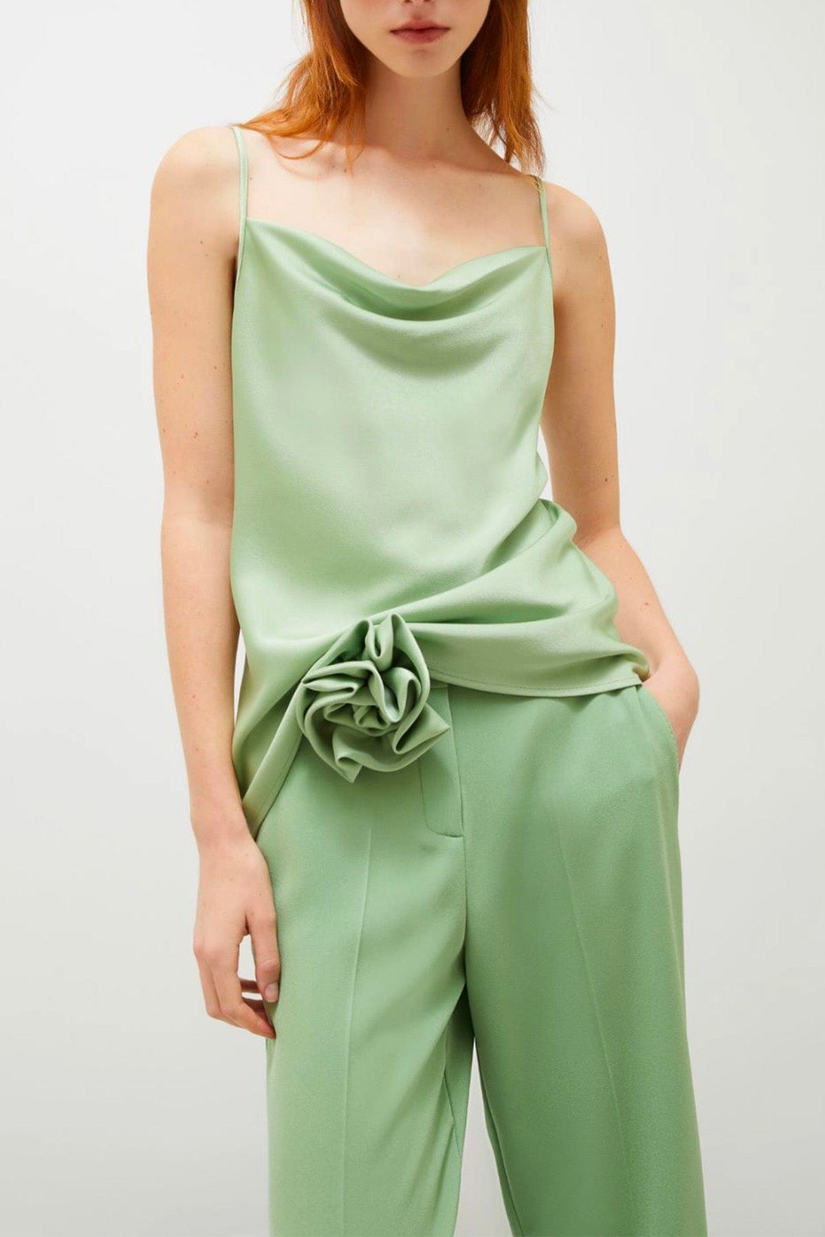 MARELLA TOP-CANOTTIERA IN TES.  VERDE / 34 Top Canotta donna Marella Fringy