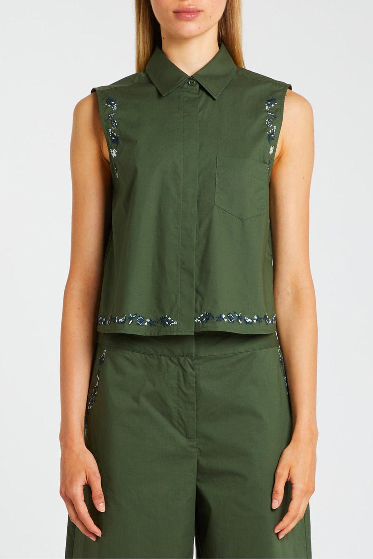 MARELLA TOP-CANOTTIERA IN TES.  VERDE / 34 Top verde donna Marella Savoia