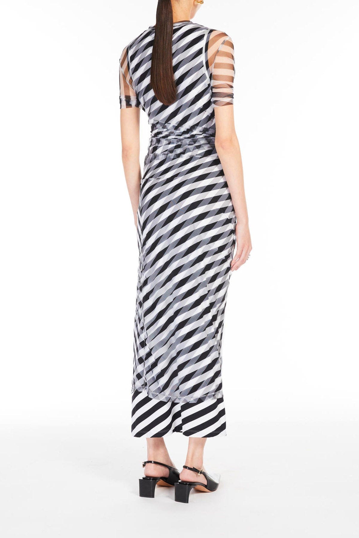 MAXMARA&#39;S BRANDS 2 PEZZI IN JERSEY  Abito in jersey donna fantasia bianco e nero Spotmax Pausa