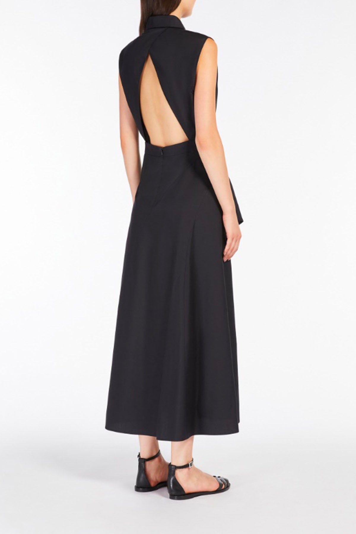 MAXMARA&#39;S BRANDS ABITO  Vestito lungo nero in cotone donna Max Mara Studio Keras