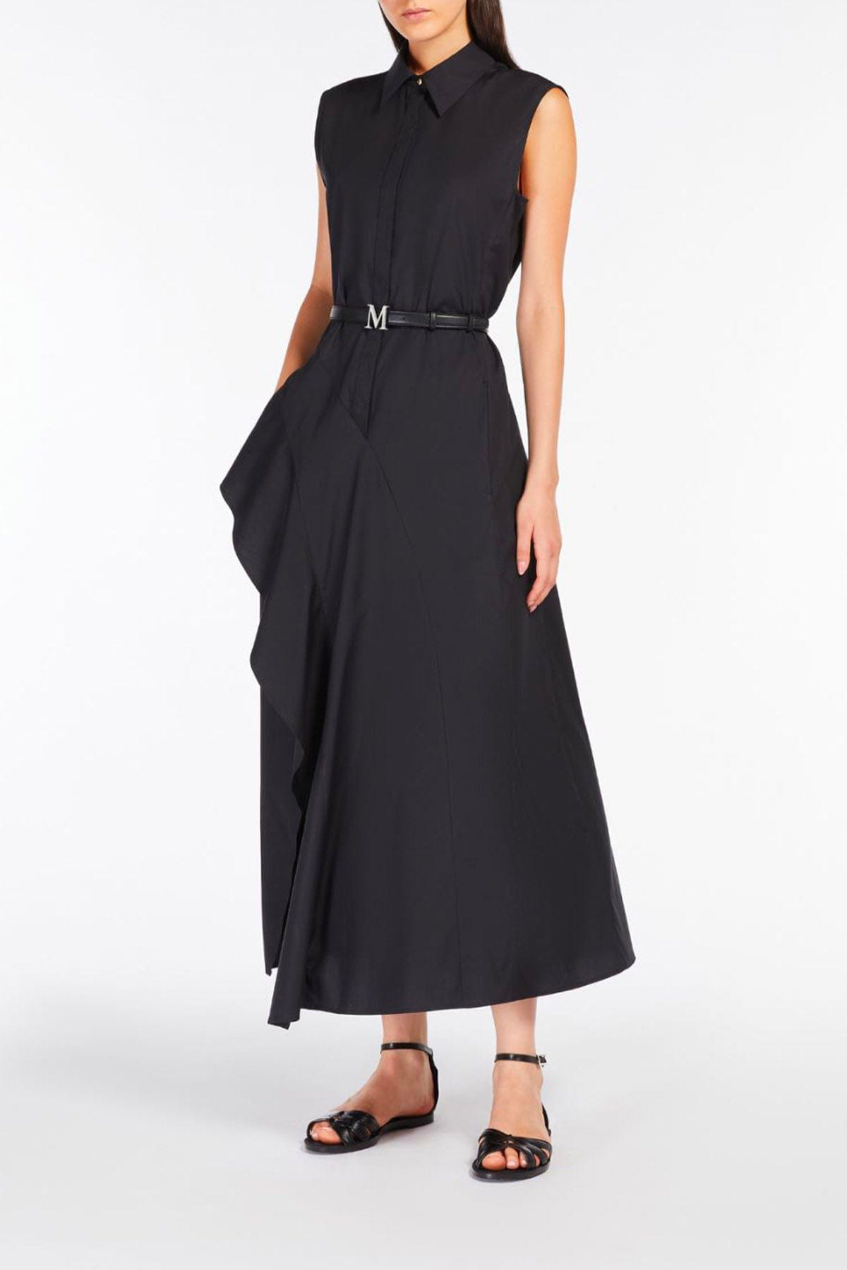 MAXMARA&#39;S BRANDS ABITO  Vestito lungo nero in cotone donna Max Mara Studio Keras
