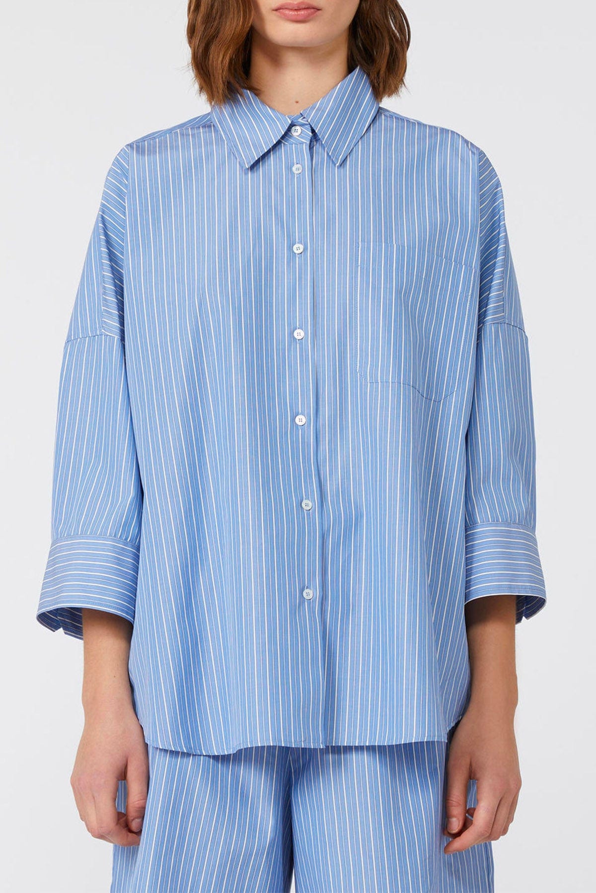 MAXMARA'S BRANDS CAMICIA  RIGA CELESTE / BIANCA / 34 Camicia in cotone rigata donna Weekend Max Mara Zavorra