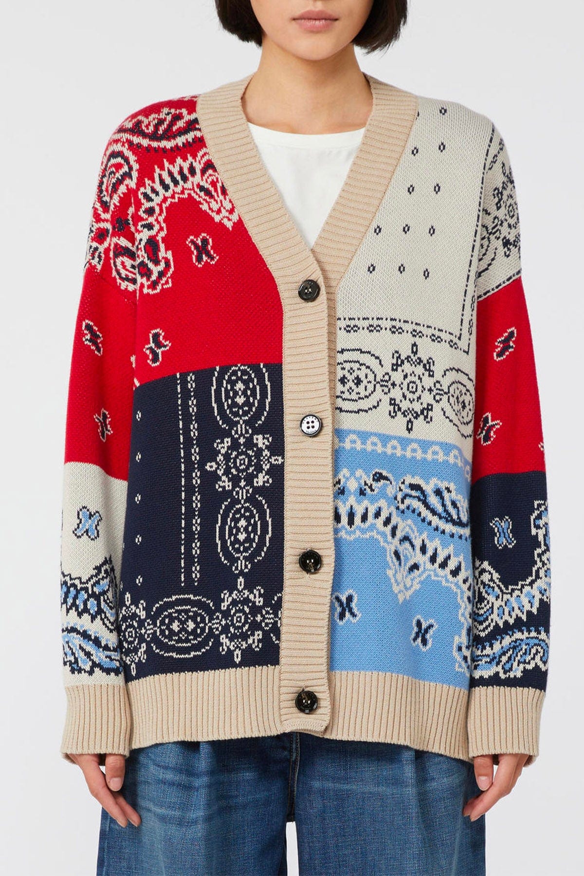 MAXMARA'S BRANDS CARDIGAN  DISEGNO BANDANA / XXS Cardigan in maglia over donna Weekend Max Mara Baobab