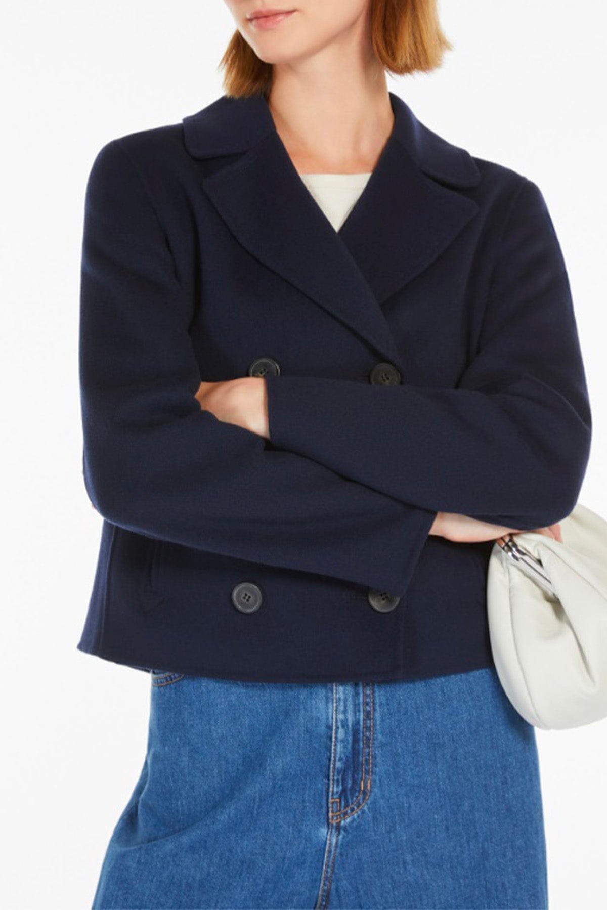 MAXMARA&#39;S BRANDS GIACCA  Caban in lana blu donna Weekend Max Mara Taglio