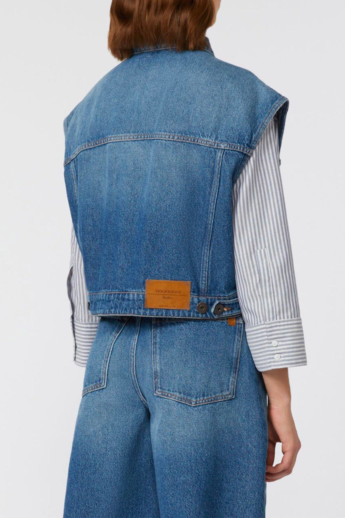 MAXMARA&#39;S BRANDS GIACCA SMANICATA Giacca in jeans donna senza maniche Weekend Max Mara Mappa