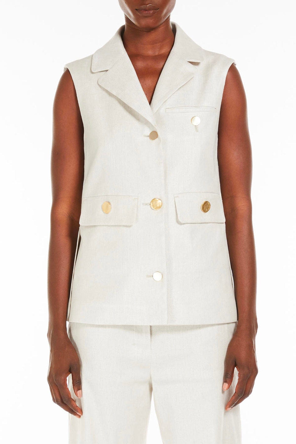 MAXMARA'S BRANDS GILET  ECRU / 34 Gilet in lino donna 'S Max Mara Caroline
