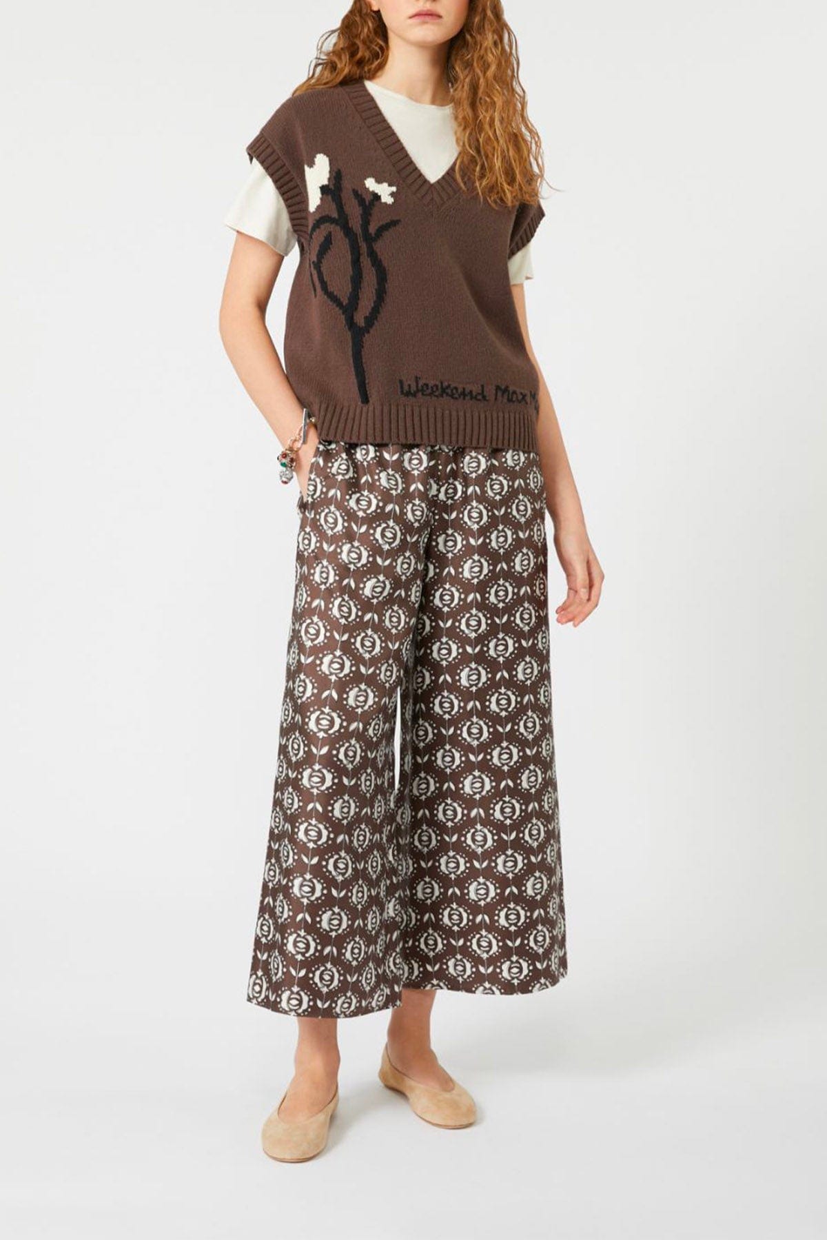 MAXMARA&#39;S BRANDS GILET IN MAGLIA  Gilet con fiore ricamato donna Weekend Max Mara Crusca