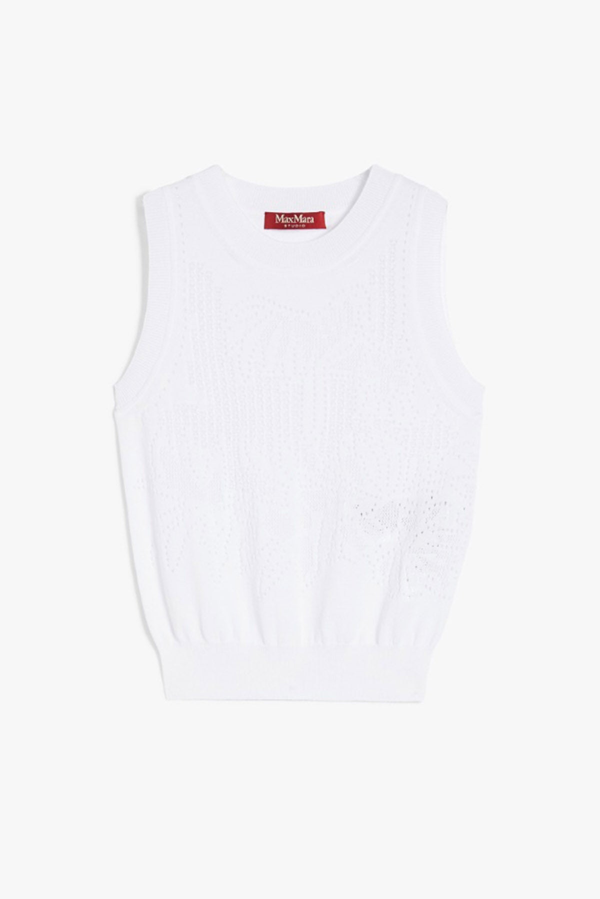 MAXMARA'S BRANDS MAGLIA-CANOTTIERA-TOP  BIANCO OTTICO / XXS Maglia scollo americano bianco Studio Max Mara Feriale