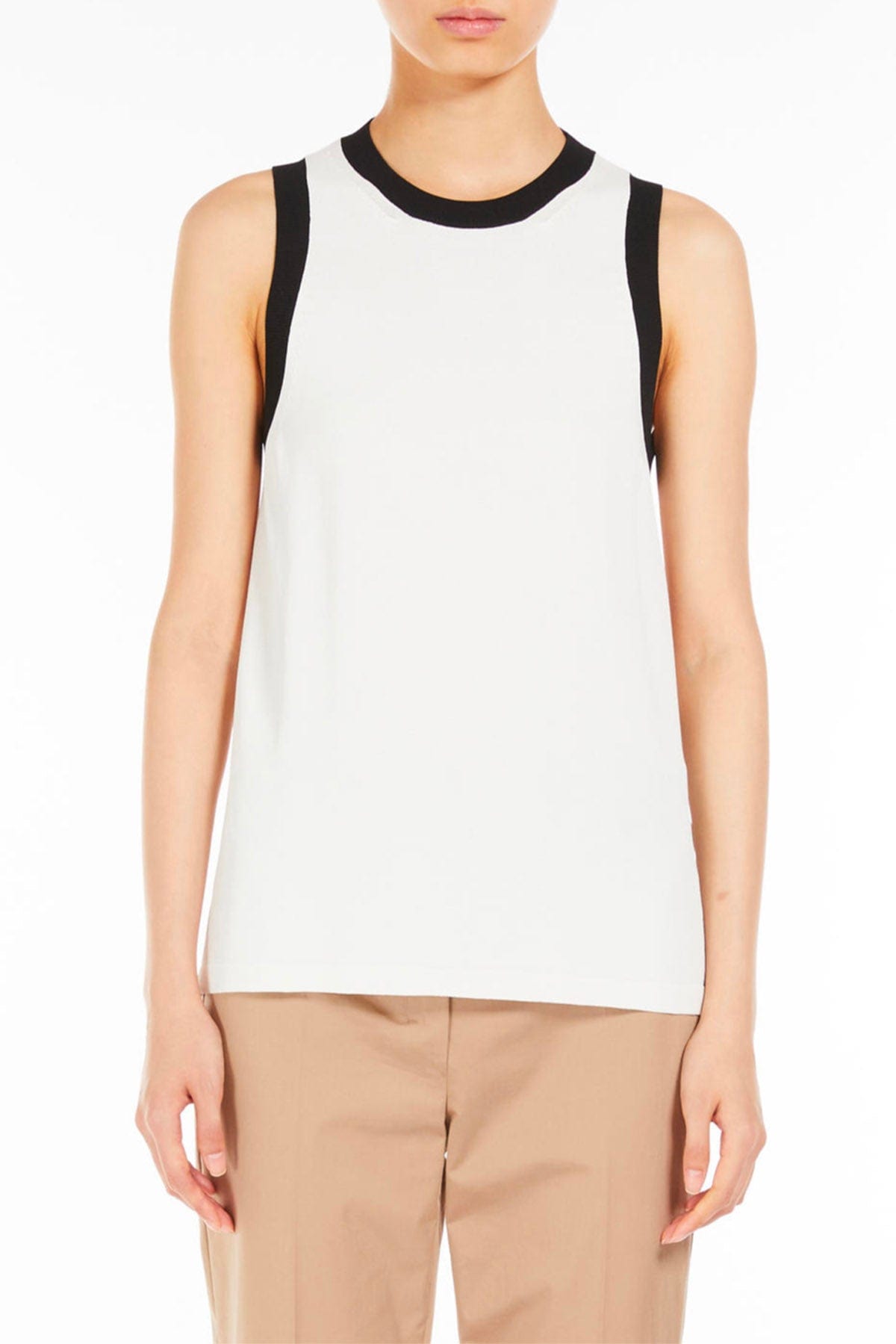 MAXMARA'S BRANDS MAGLIA-CANOTTIERA-TOP  ECRU BORDO NERO / XXS Top / canotta donna 'S Max Mara Slalom