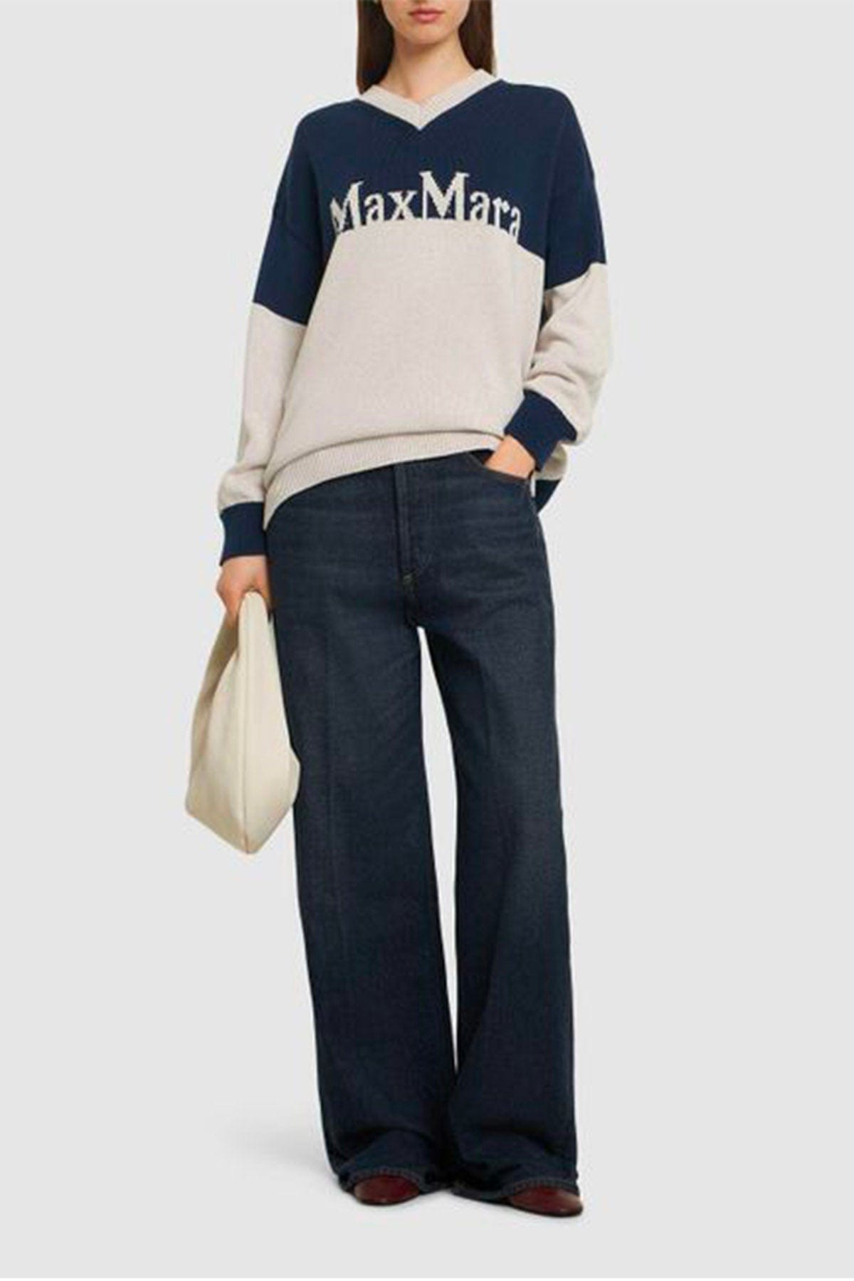MAXMARA'S BRANDS MAGLIA-CANOTTIERA-TOP  BLU / ECRU / XXS Maglia in cotone con logo 'S Max Mara Luigi