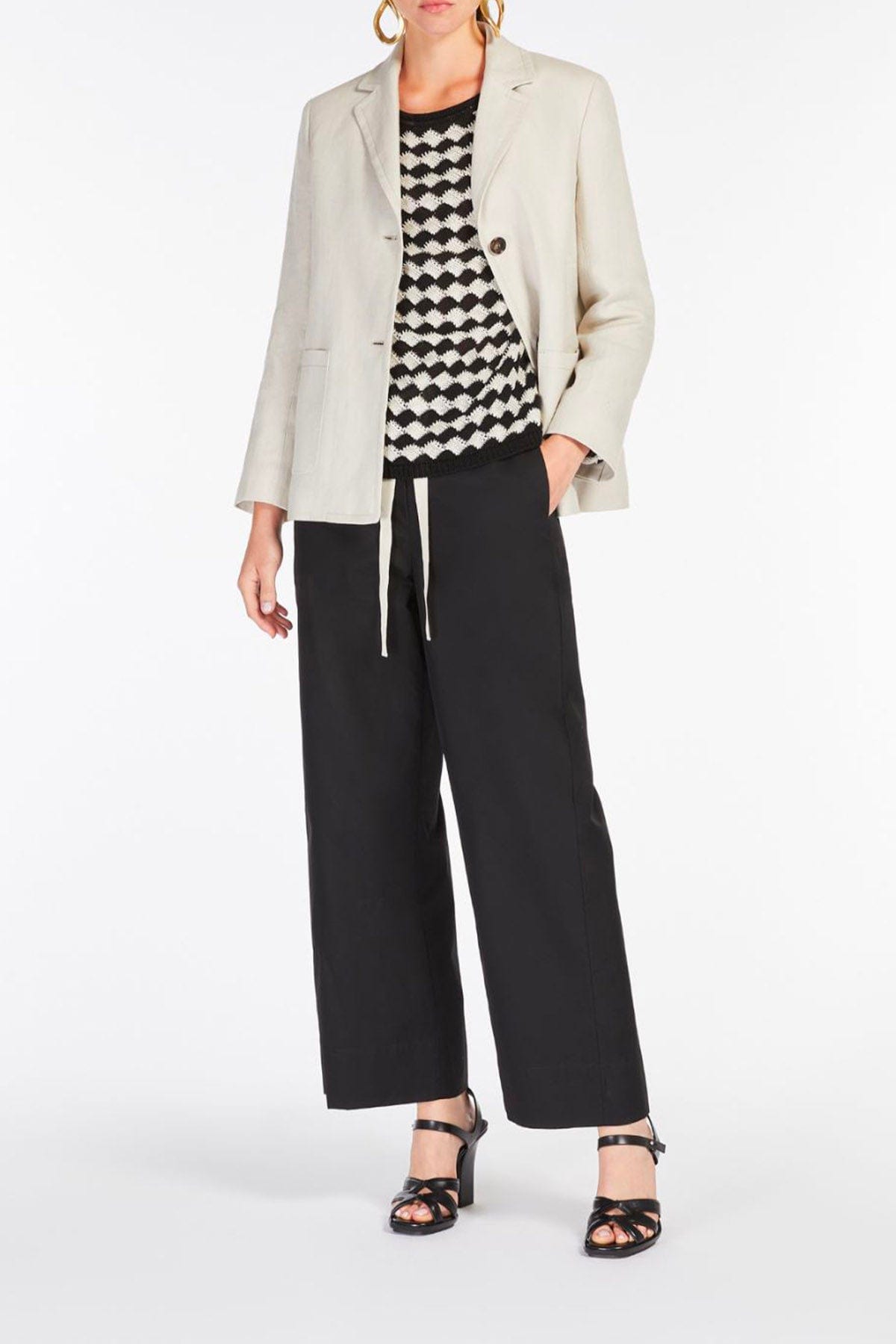 MAXMARA'S BRANDS MAGLIA-CANOTTIERA-TOP  BIANCO E NERO / XXS Maglia in lino donna 'S Max Mara Pompeo