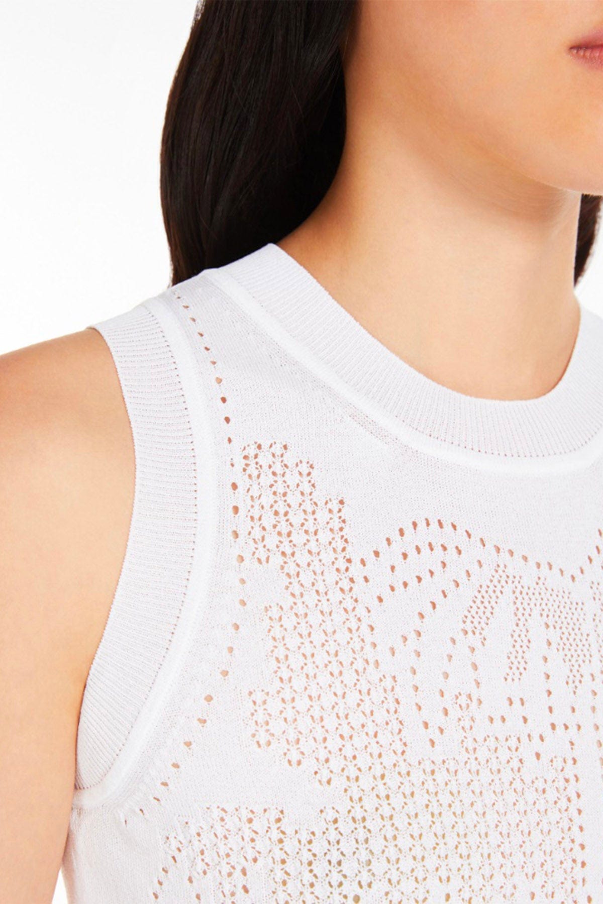 MAXMARA'S BRANDS MAGLIA-CANOTTIERA-TOP  BIANCO OTTICO / XXS Maglia scollo americano bianco Studio Max Mara Feriale