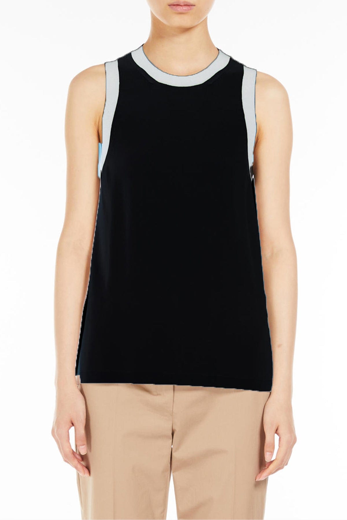 MAXMARA'S BRANDS MAGLIA-CANOTTIERA-TOP  ECRU BORDO NERO / XXS Top / canotta donna 'S Max Mara Slalom