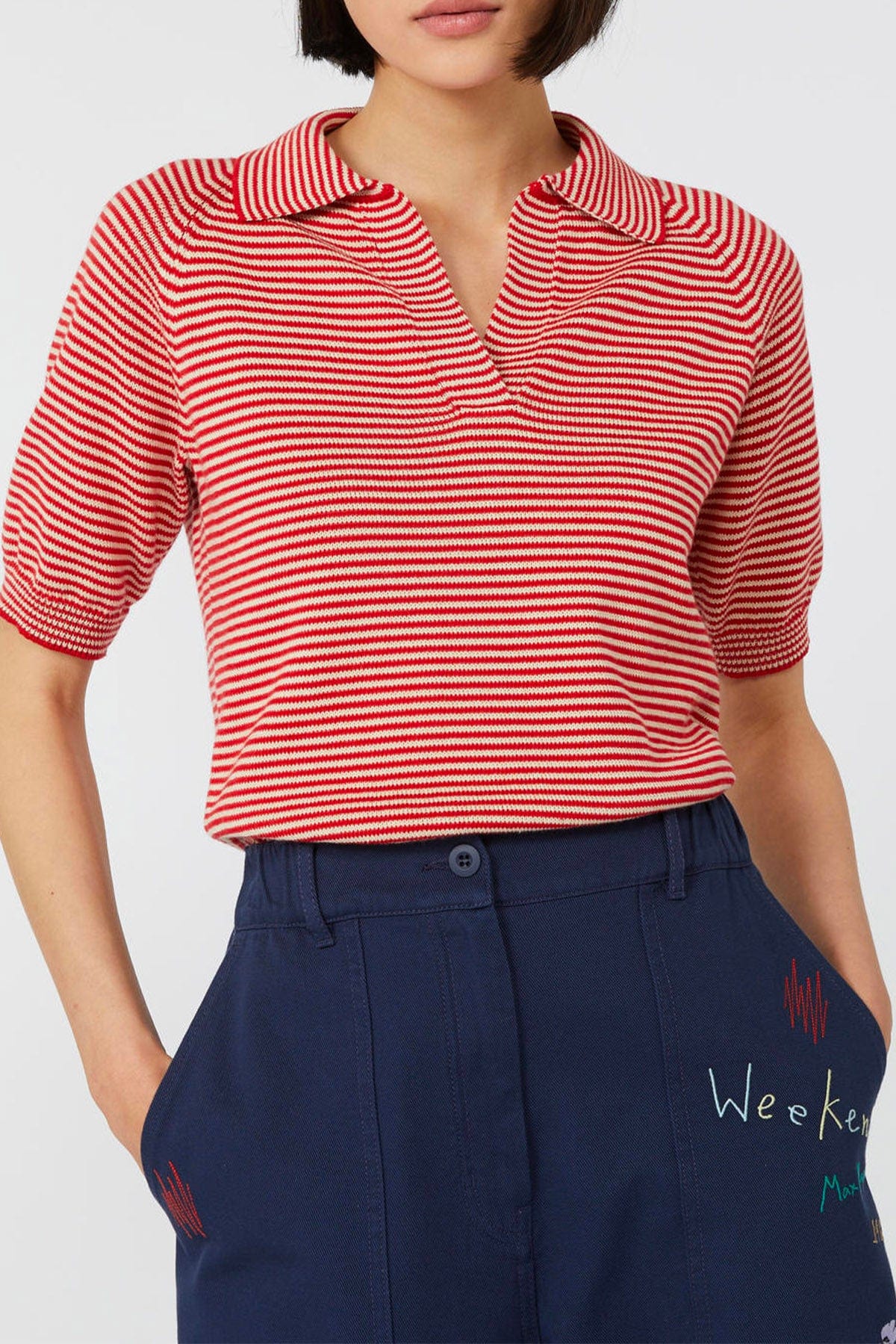 MAXMARA'S BRANDS MAGLIA-CANOTTIERA-TOP  RIGA PICCOLA / XXS Polo in maglia rigata donna Weekend Max Mara Junior