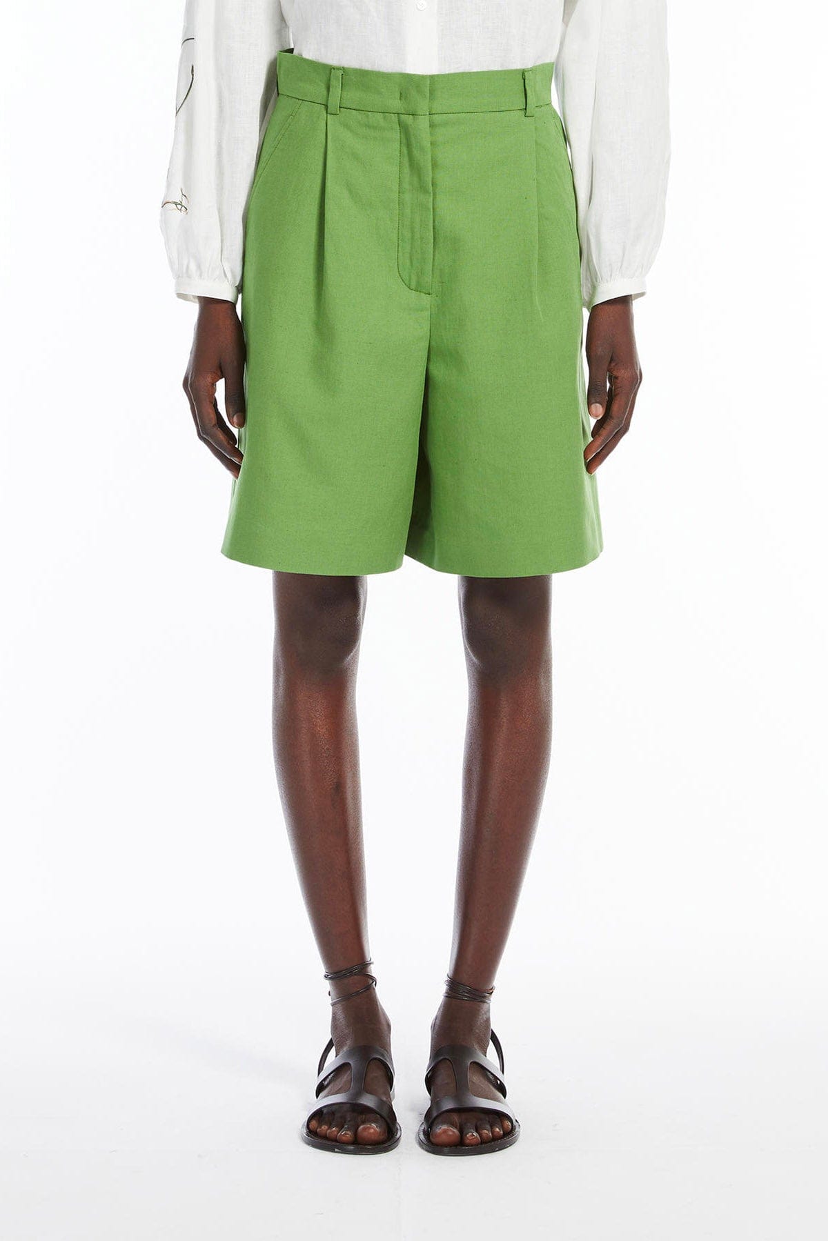 MAXMARA&#39;S BRANDS PANTALONE CORTO  VERDE / 34 Pantaloni corti in lino e cotone Weekend Max Mara Ecuba