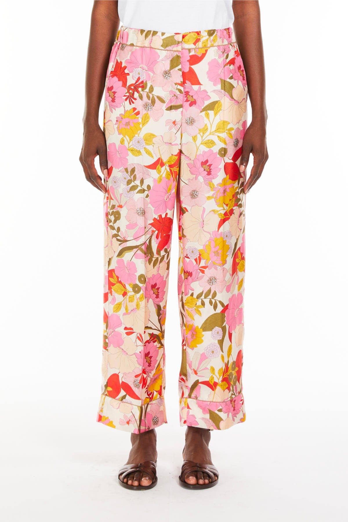 MAXMARA'S BRANDS PANTALONE LUNGO  FIORATO / 34 Pantaloni donna fiorati seta 'S Max Mara Leda
