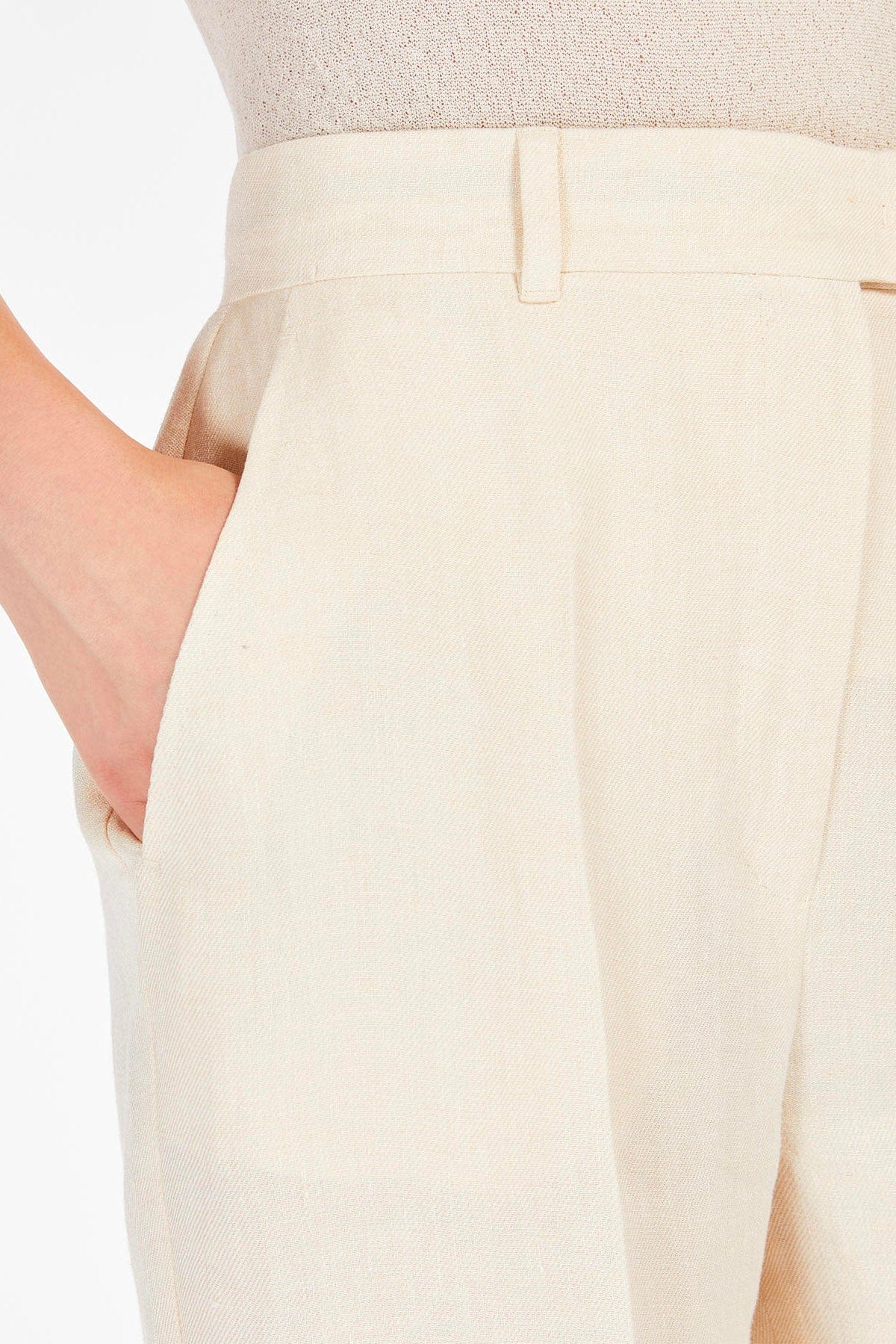 MAXMARA&#39;S BRANDS PANTALONE LUNGO  Pantalone donna bianco in lino Max Mara Studio Cordova