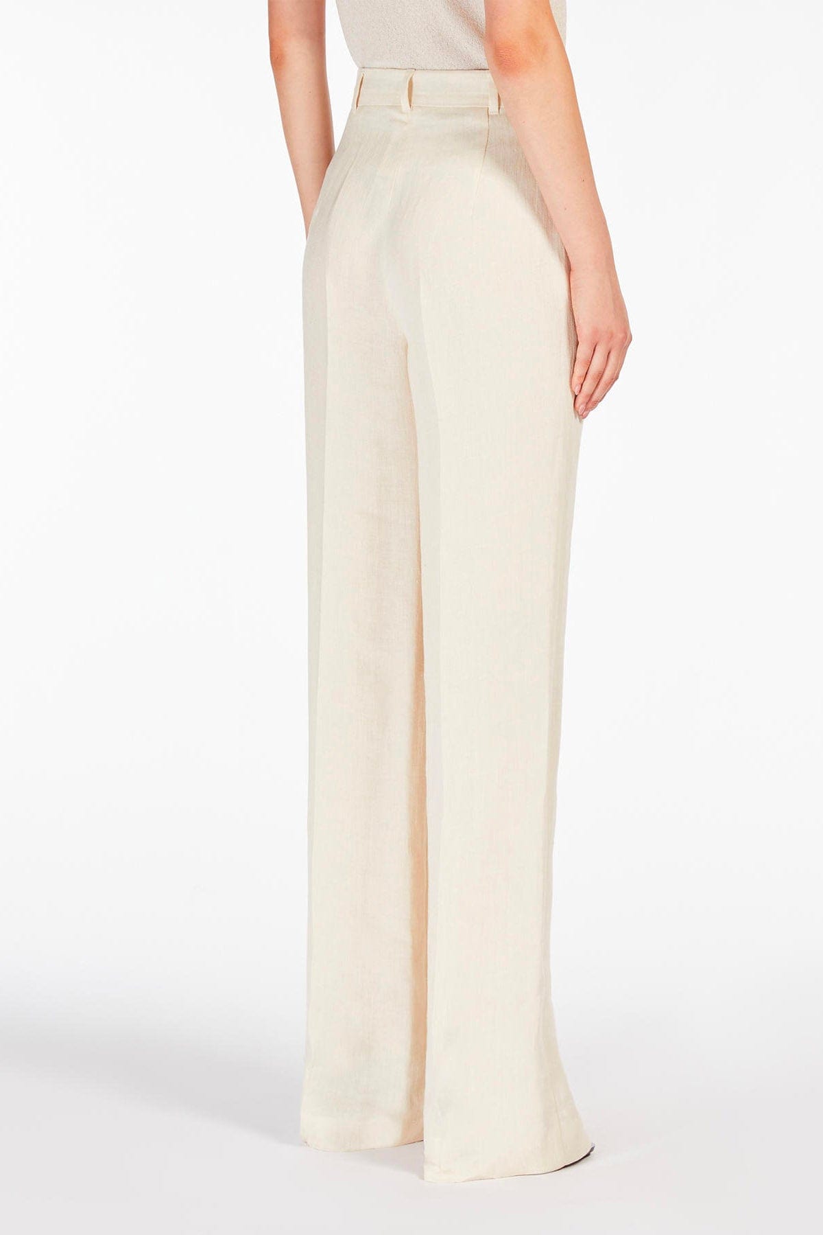 MAXMARA'S BRANDS PANTALONE LUNGO  BIANCO BURRO / 34 Pantalone donna bianco in lino Max Mara Studio Cordova