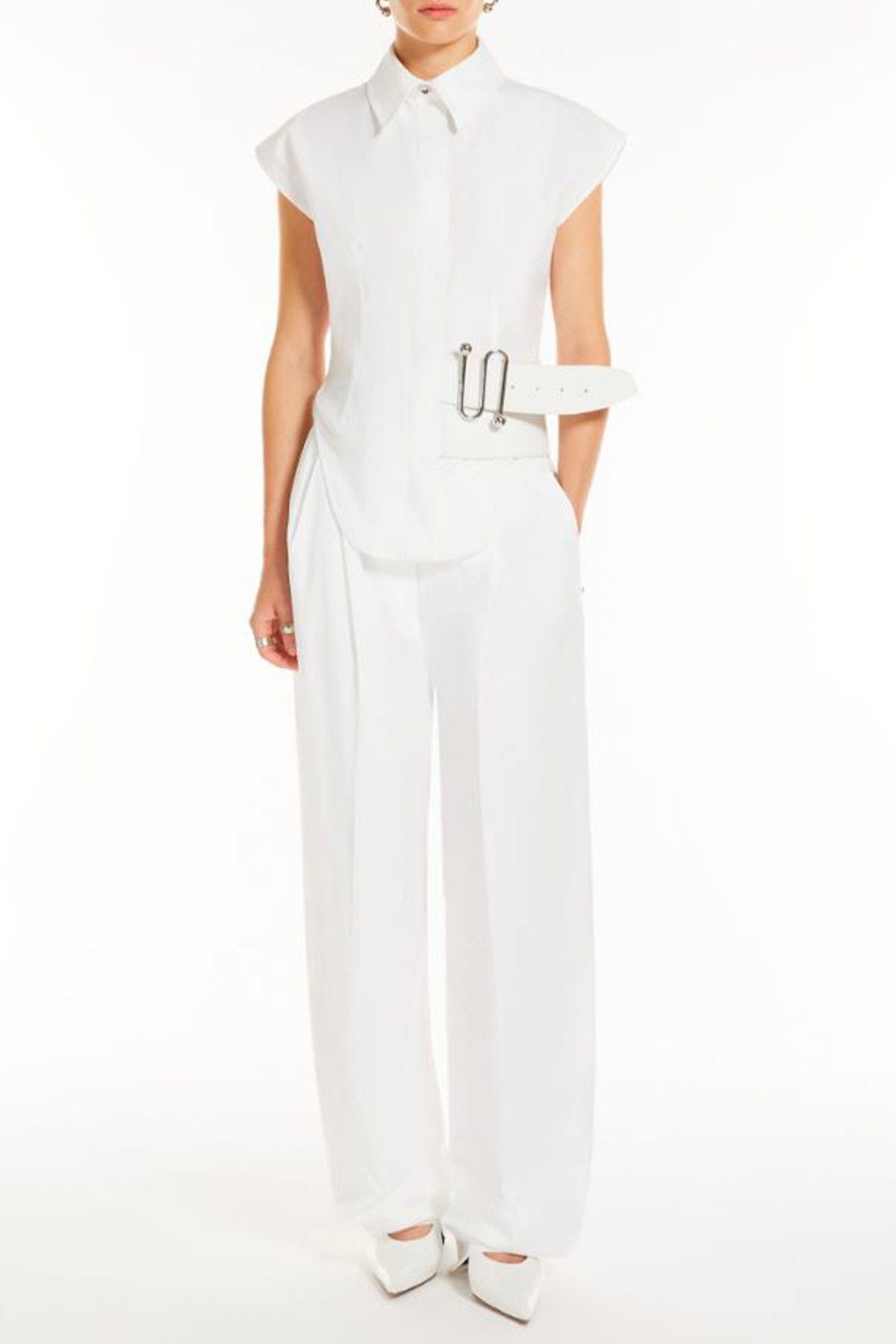 MAXMARA'S BRANDS PANTALONE LUNGO  BIANCO OTTICO / 34 Pantaloni in cotone Bianco ottico sportmax Leone