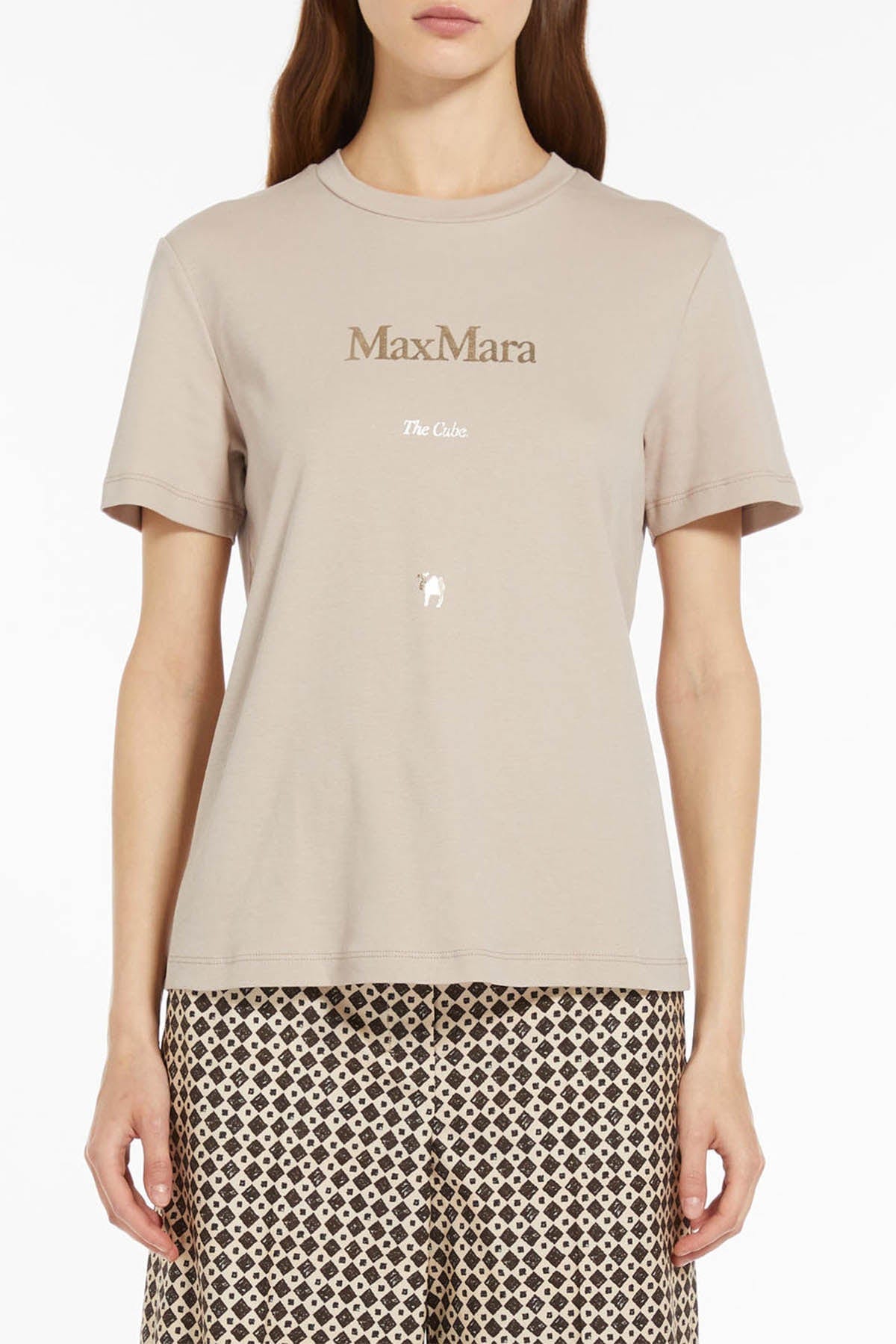 MAXMARA&#39;S BRANDS T&#39;SHIRT  BEIGE / XXS T-Shirt Donna &#39;S Max Mara Stampa The Cube Quieto